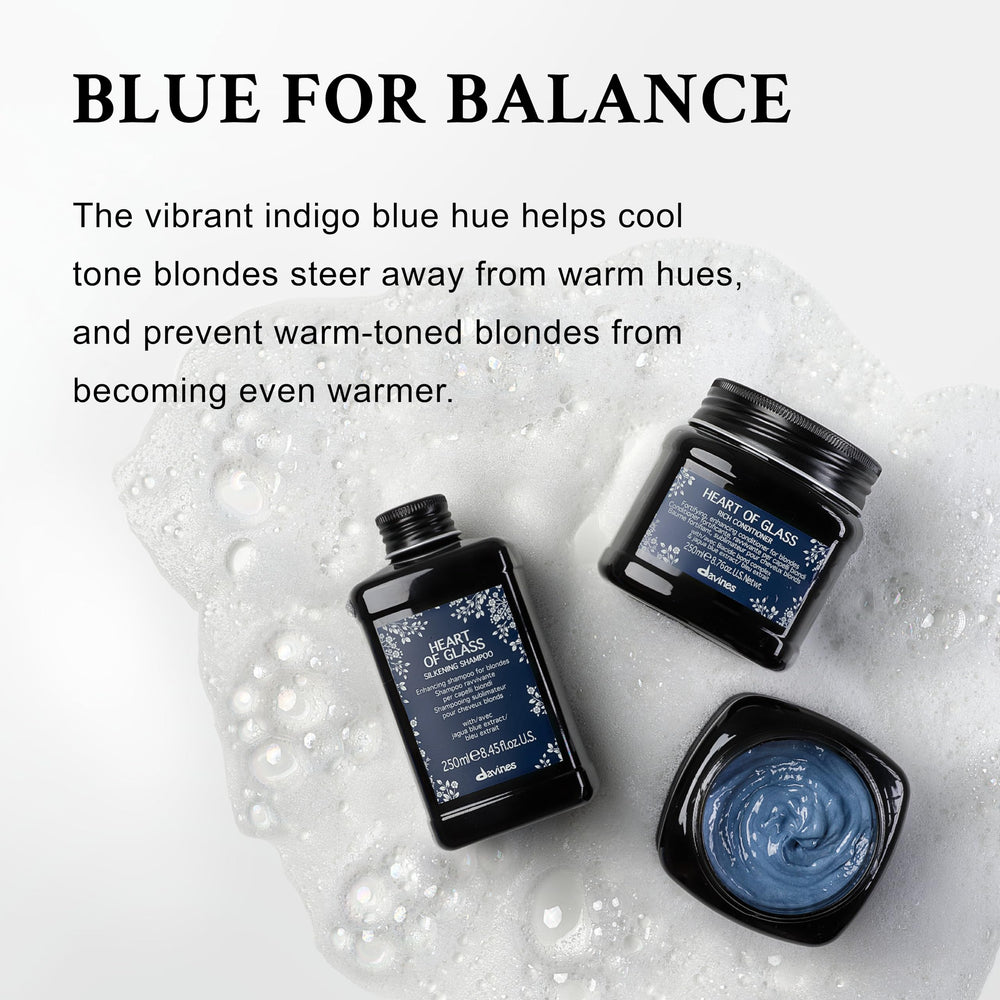 Davines Heart of Glass application on hair demonstrates gentle cleansing.