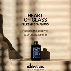 Davines Heart of Glass packaging box highlighting premium Italian care.