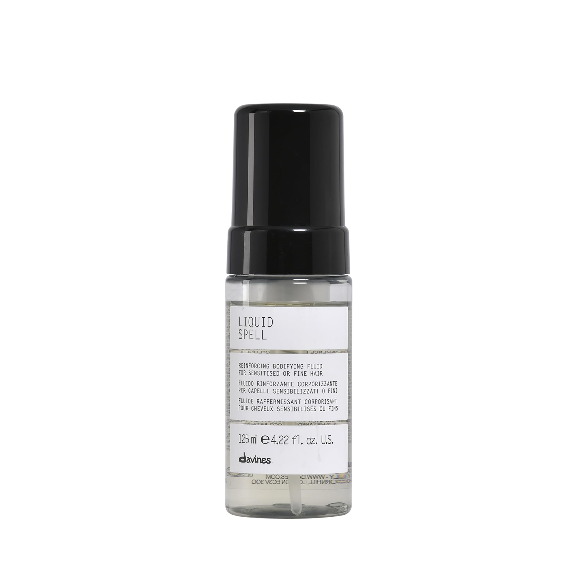 Davines Liquid Spell bottle pour adds body to fine hair.