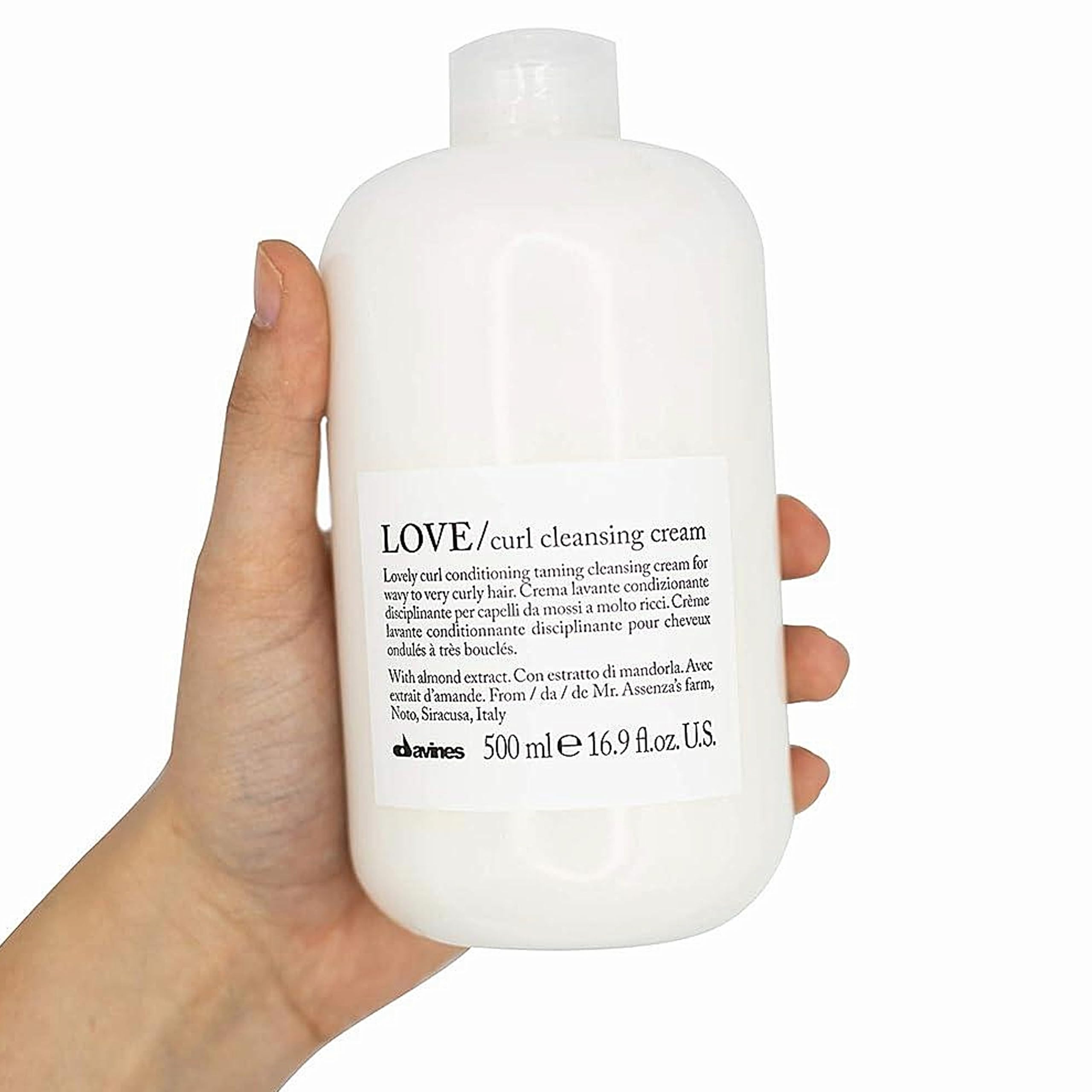 Almond extract highlights in Davines LOVE Curl Cleansing Cream for nourished curls.