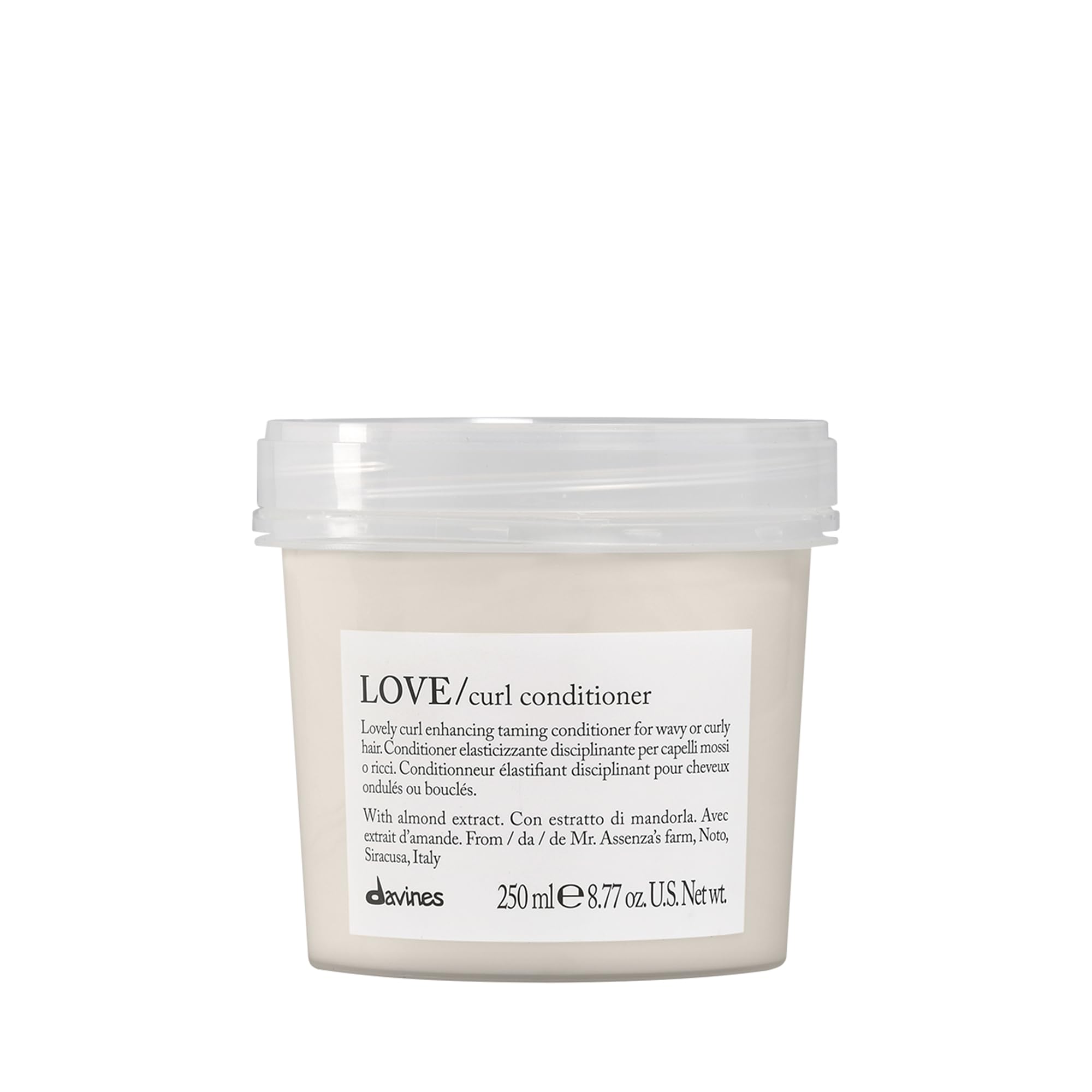Davines Love Curl Conditioner bottle front view showing lightweight curl control.
