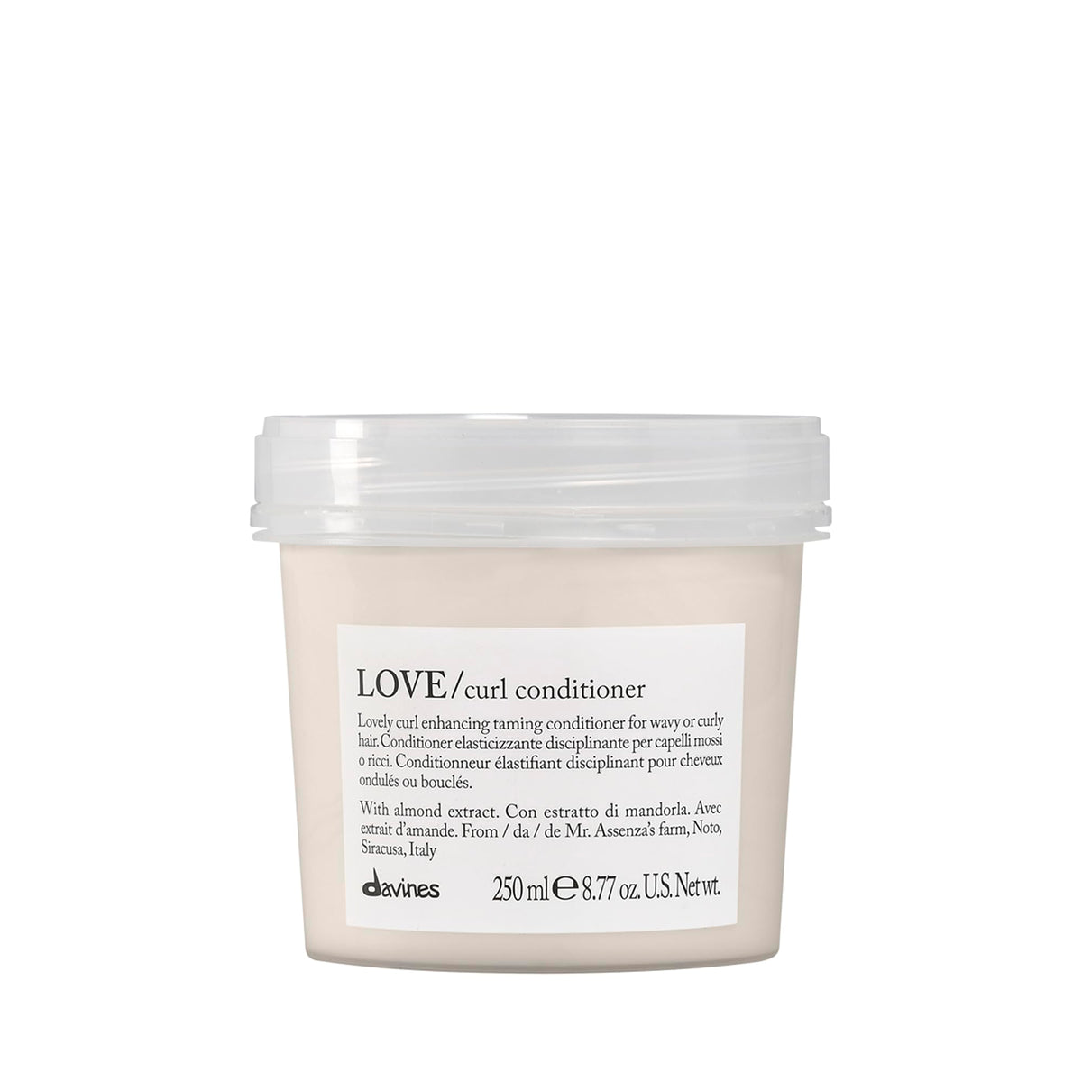 Davines Love Curl Conditioner bottle front view showing lightweight curl control.