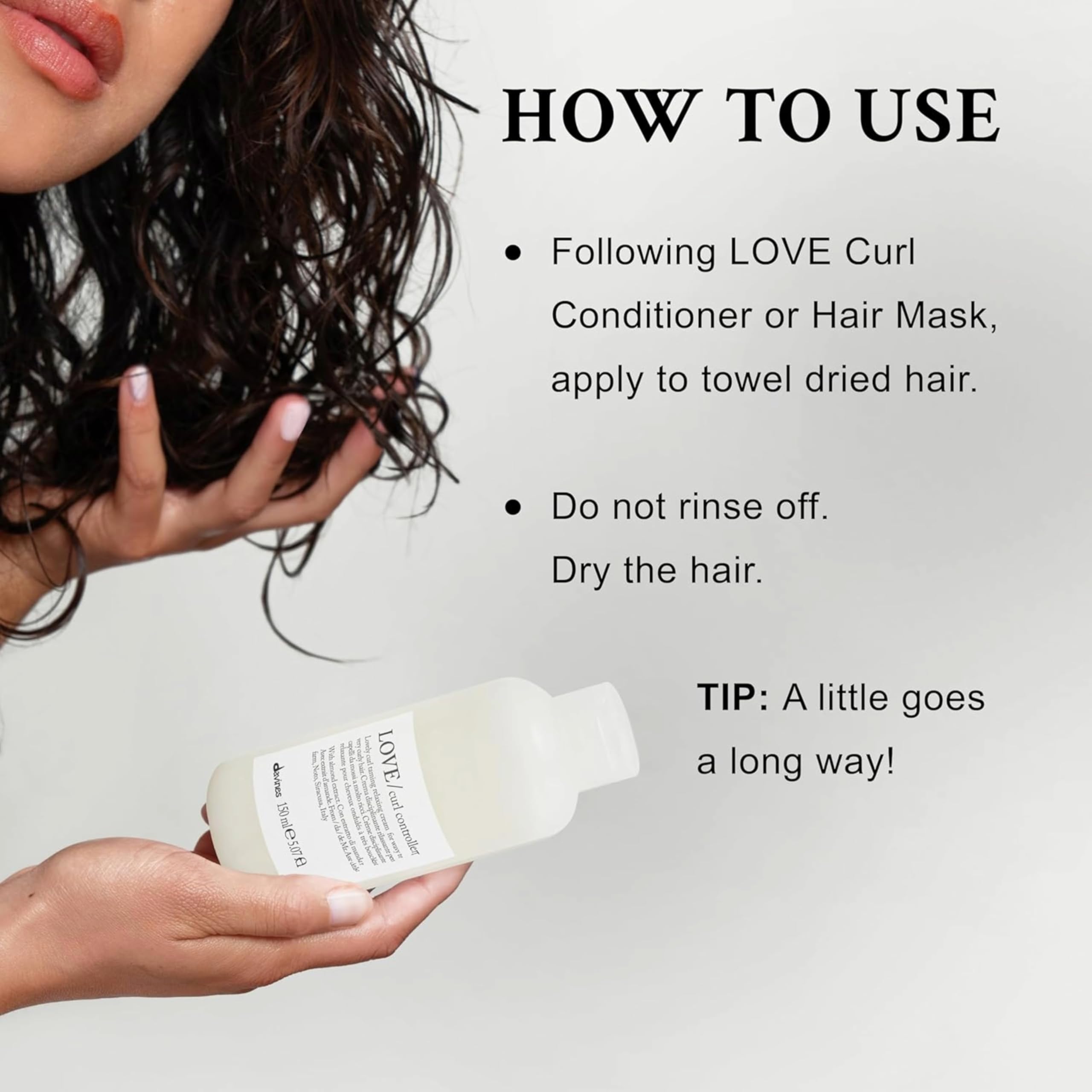 Davines Love Curl Controller cream texture close-up, soft finish.