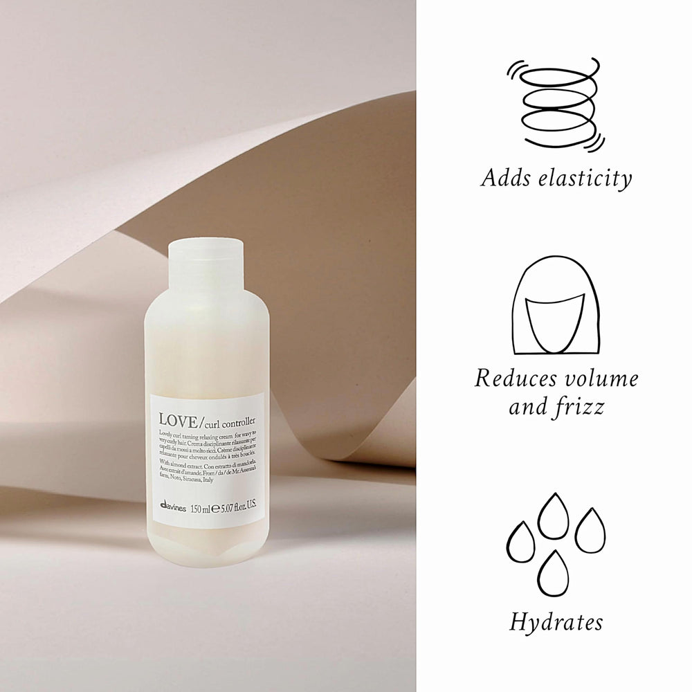 Davines Love Curl Controller applied to damp hair to define curls.