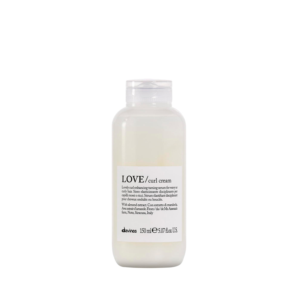 Davines Love Curl Cream bottle with pump for easy application and defined curls.