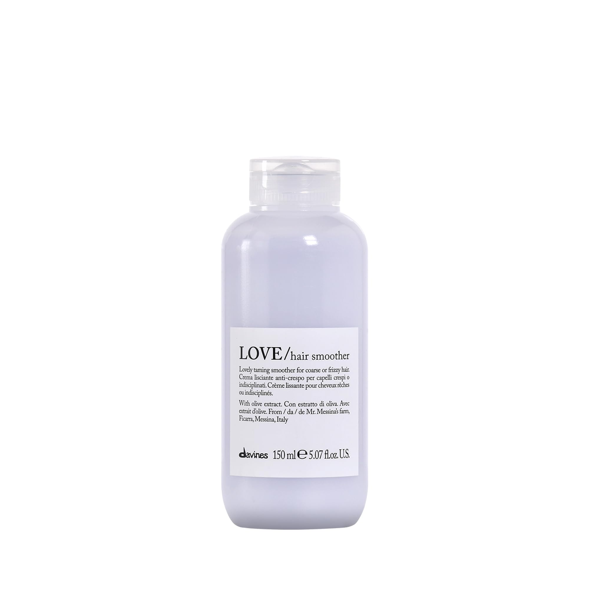 Davines LOVE Hair Smoother Cream bottle for smooth, frizz-free hair without weighing down.