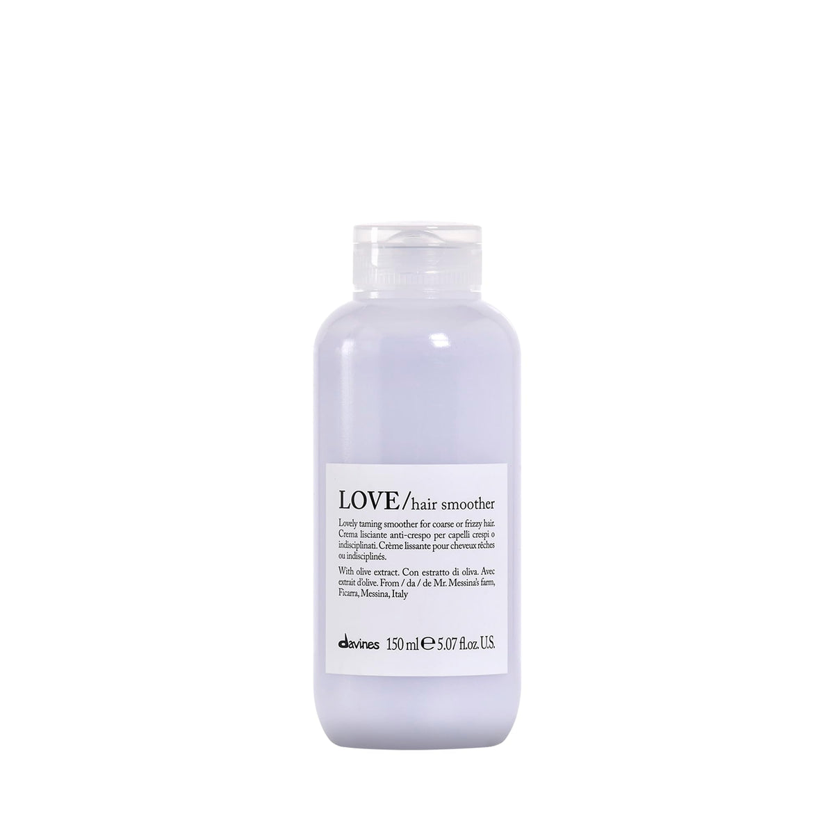 Davines LOVE Hair Smoother Cream bottle for smooth, frizz-free hair without weighing down.