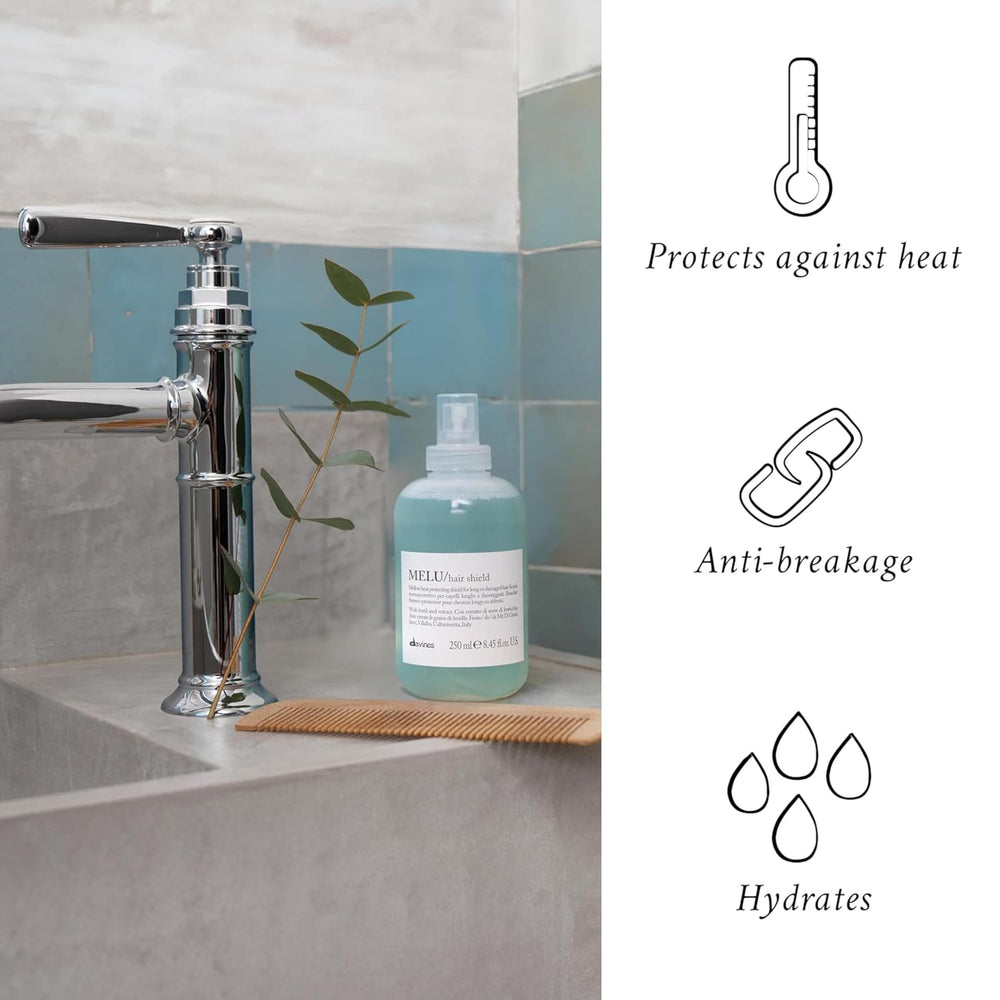 Davines MELU heat protection application before using styling tools