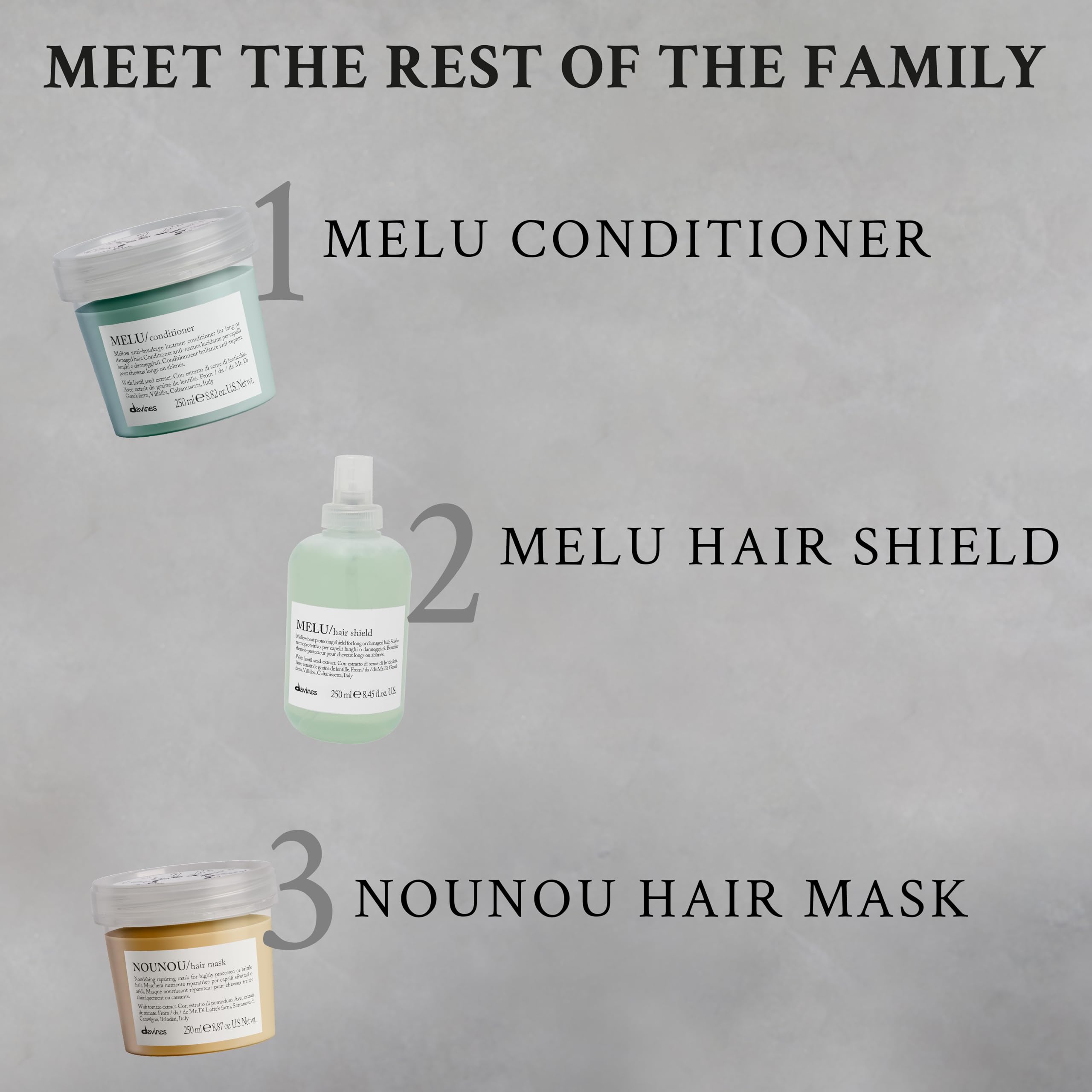 Davines MELU ingredients list reflects a clean, sustainable formula