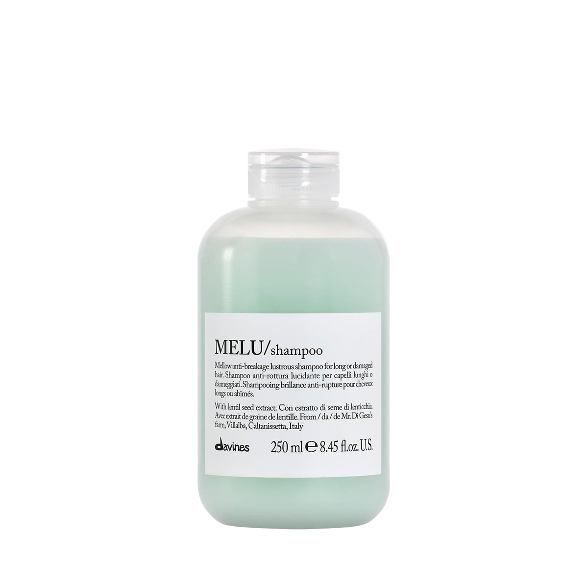 Davines MELU shampoo bottle front showing premium cleansing for long hair