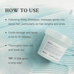 Davines MINU desenreda suavemente para cabello sedoso y sin tirones.