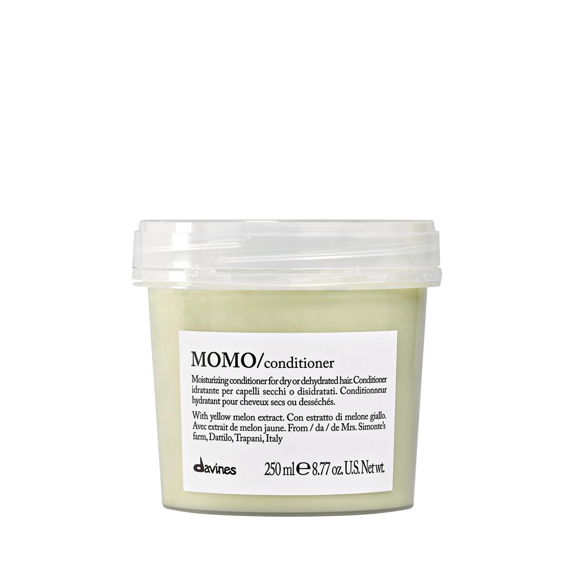 Davines MOMO conditioner bottle front view for hydrating dry hair