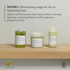 Davines MOMO gel-texture shampoo delivering gentle cleansing and lightweight hydration