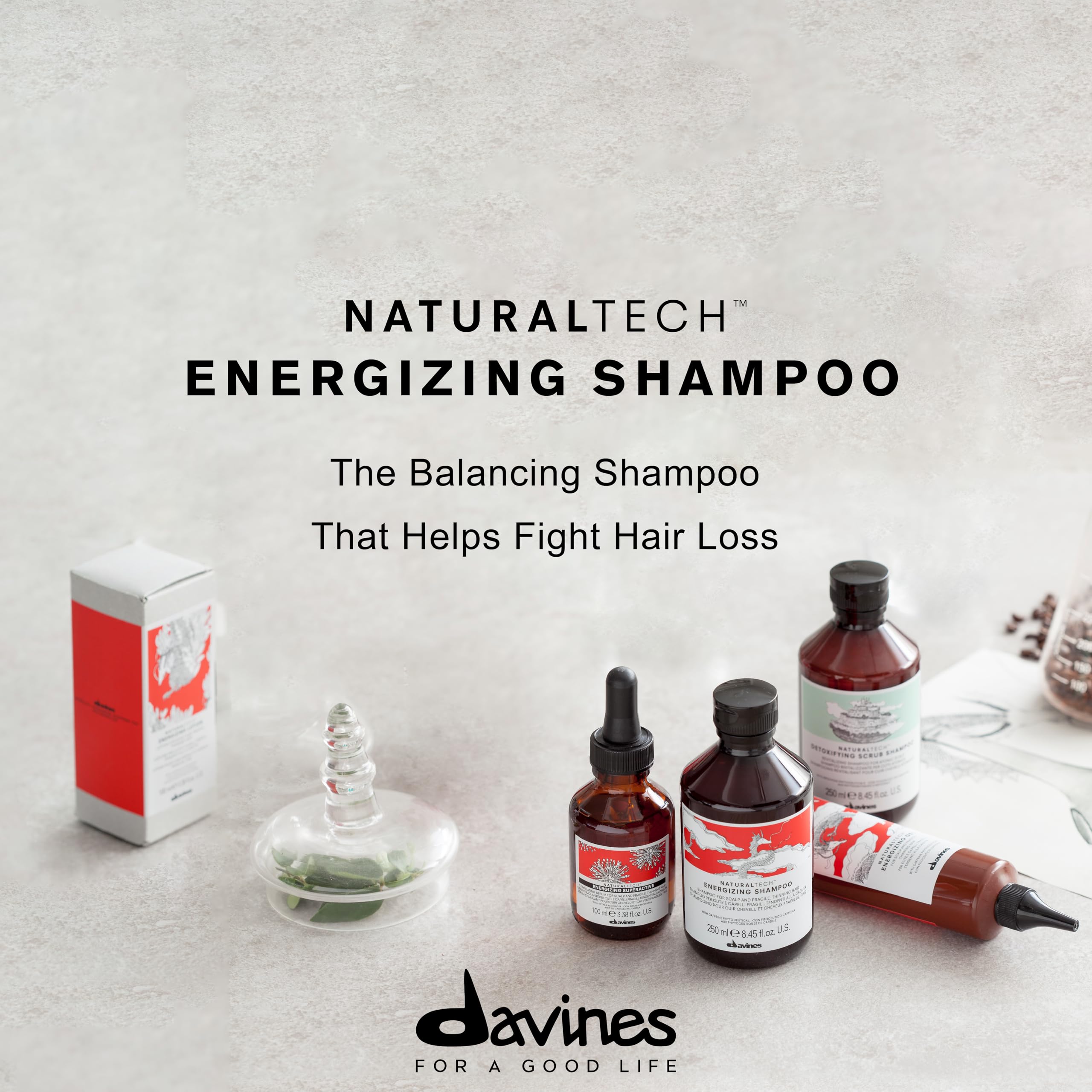 Davines Energizing Shampoo creamy lather forming on hair, highlighting moisture retention