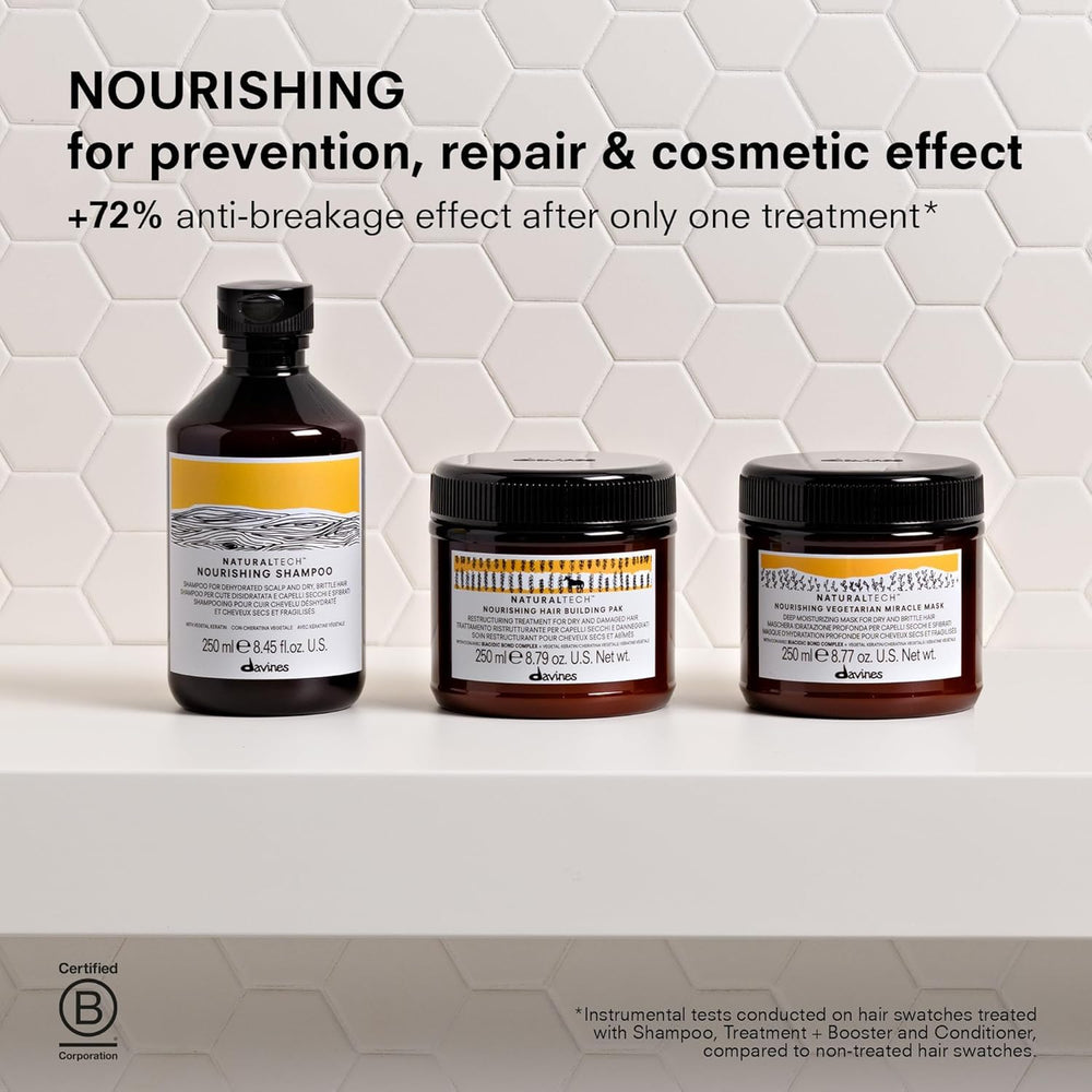 Davines Nourishing Shampoo detangling action on hair strands