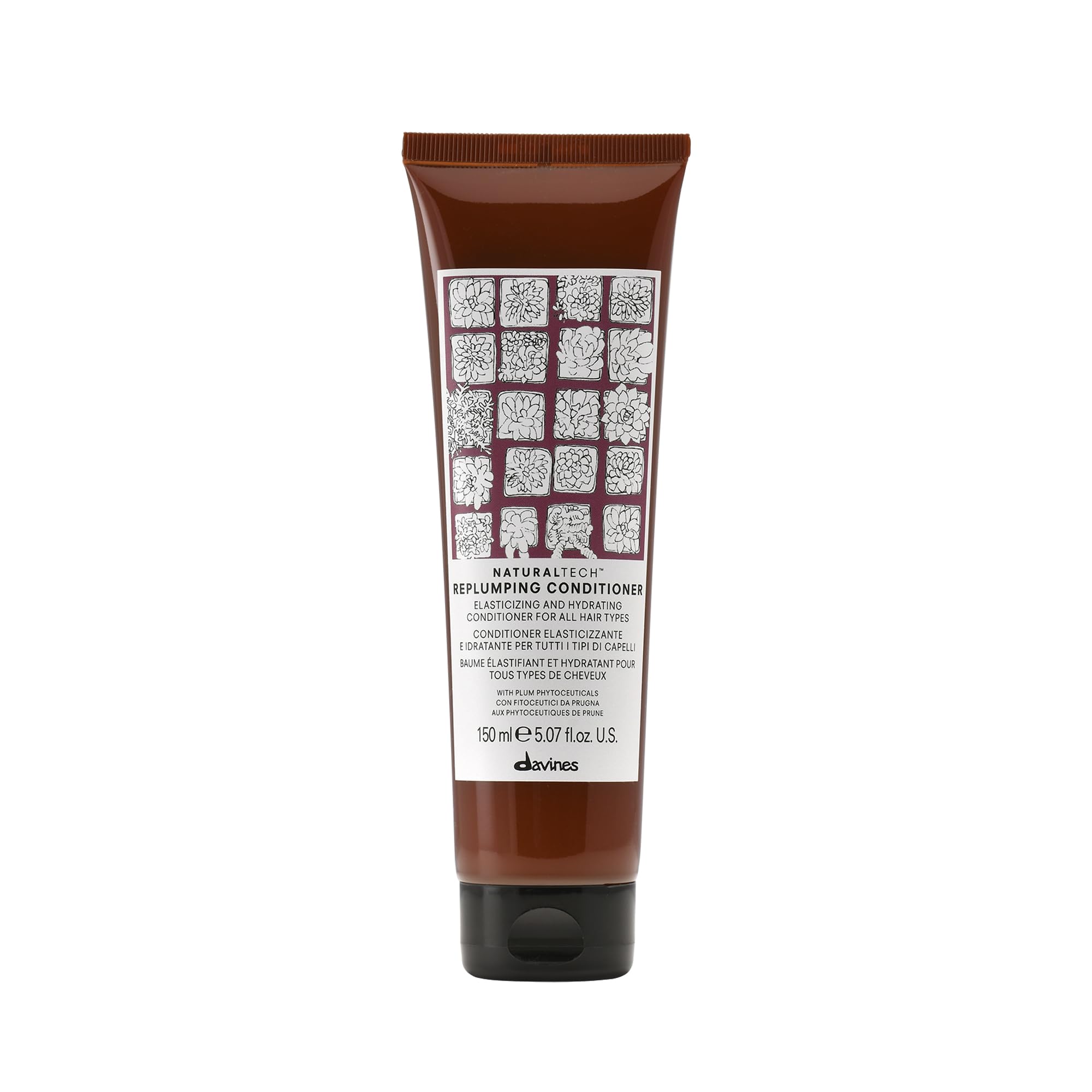 Davines Naturaltech Replumping Conditioner bottle boosts elasticity and detangles.