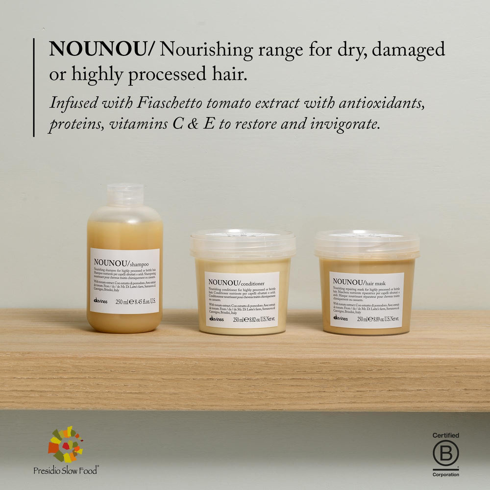 Davines Nounou Hair Mask ingredients highlight tomato extract for hydration and softness.