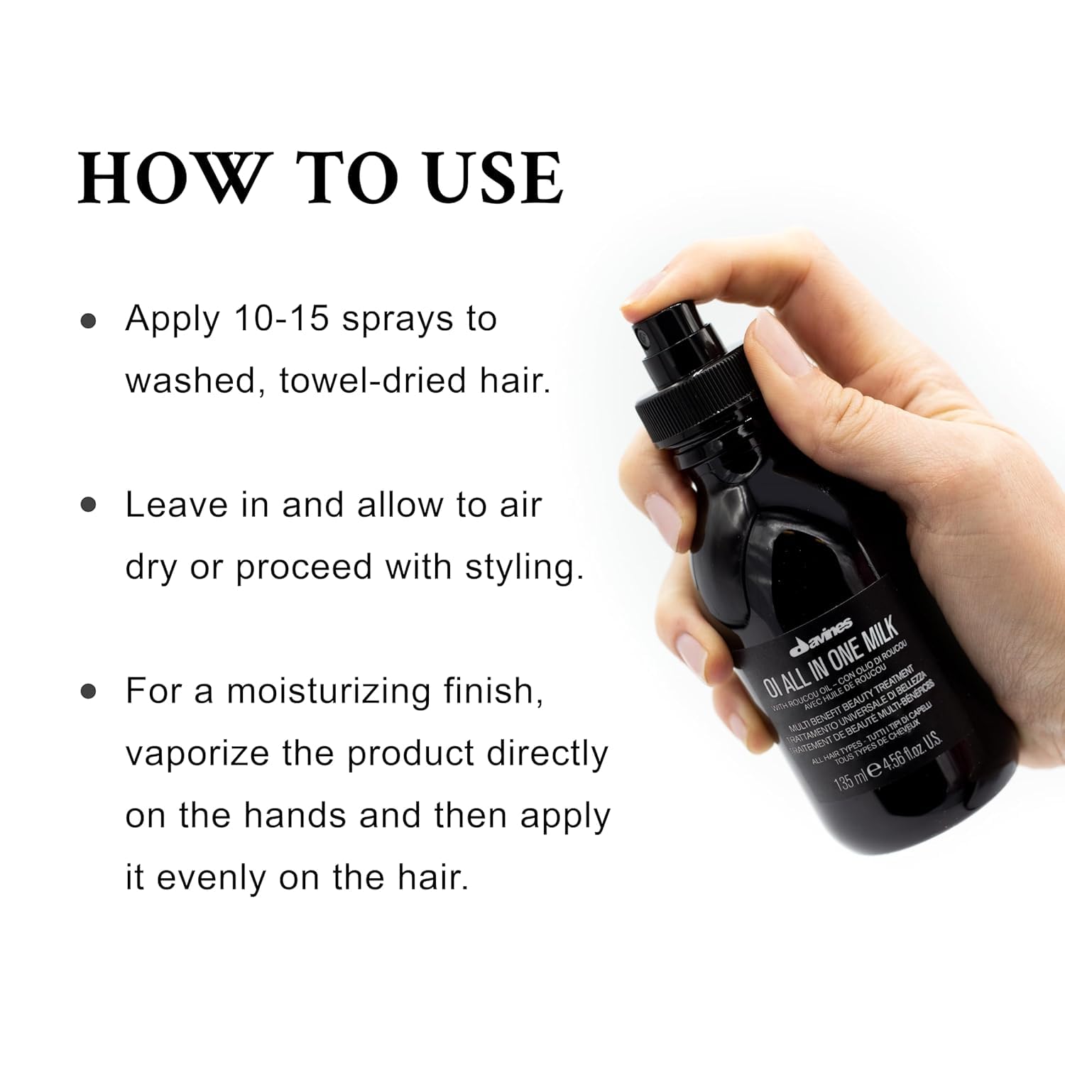 Davines OI All-In-One Milk offers heat protection during styling.