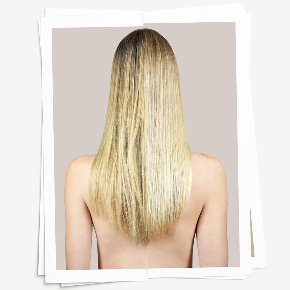 Davines OI Liquid Luster glass-like finish on hair surface.