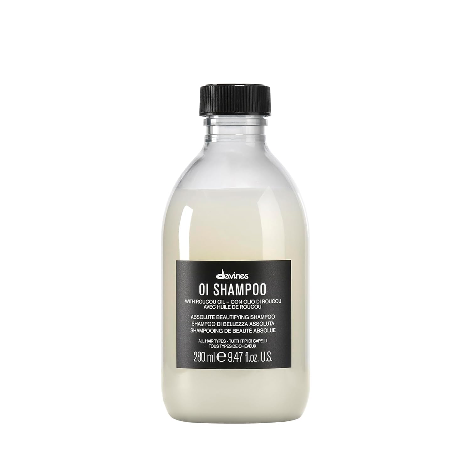 Davines OI Shampoo bottle ready for daily cleansing and luminous shine.