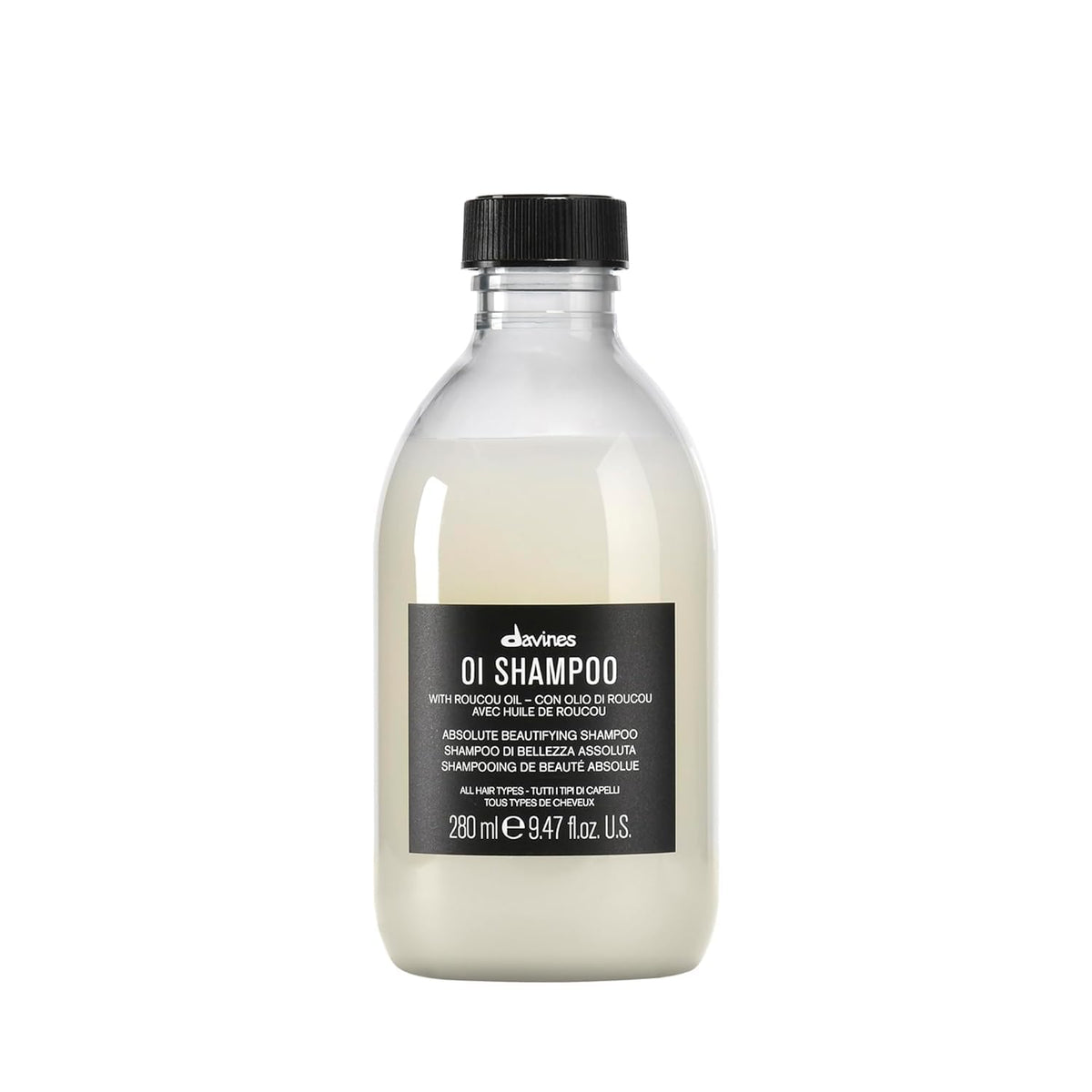 Davines OI Shampoo bottle ready for daily cleansing and luminous shine.