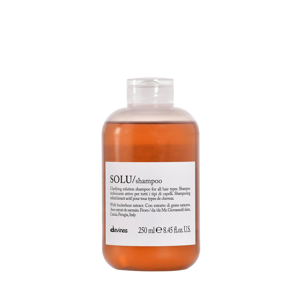 Davines SOLU shampoo bottle clarifying buildup for refreshed hair