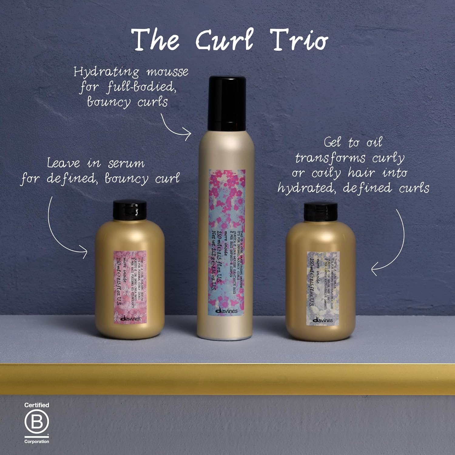 Davines This Is A Curl Moisturizing Mousse hair in motion shows defined waves