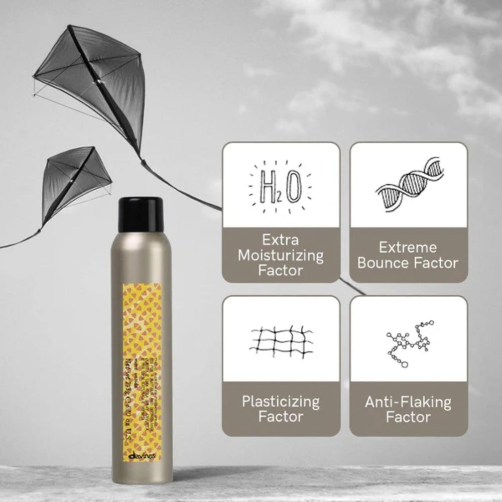 Lightweight mist from Davines This Is A Dry Wax Finishing Spray for natural texture.