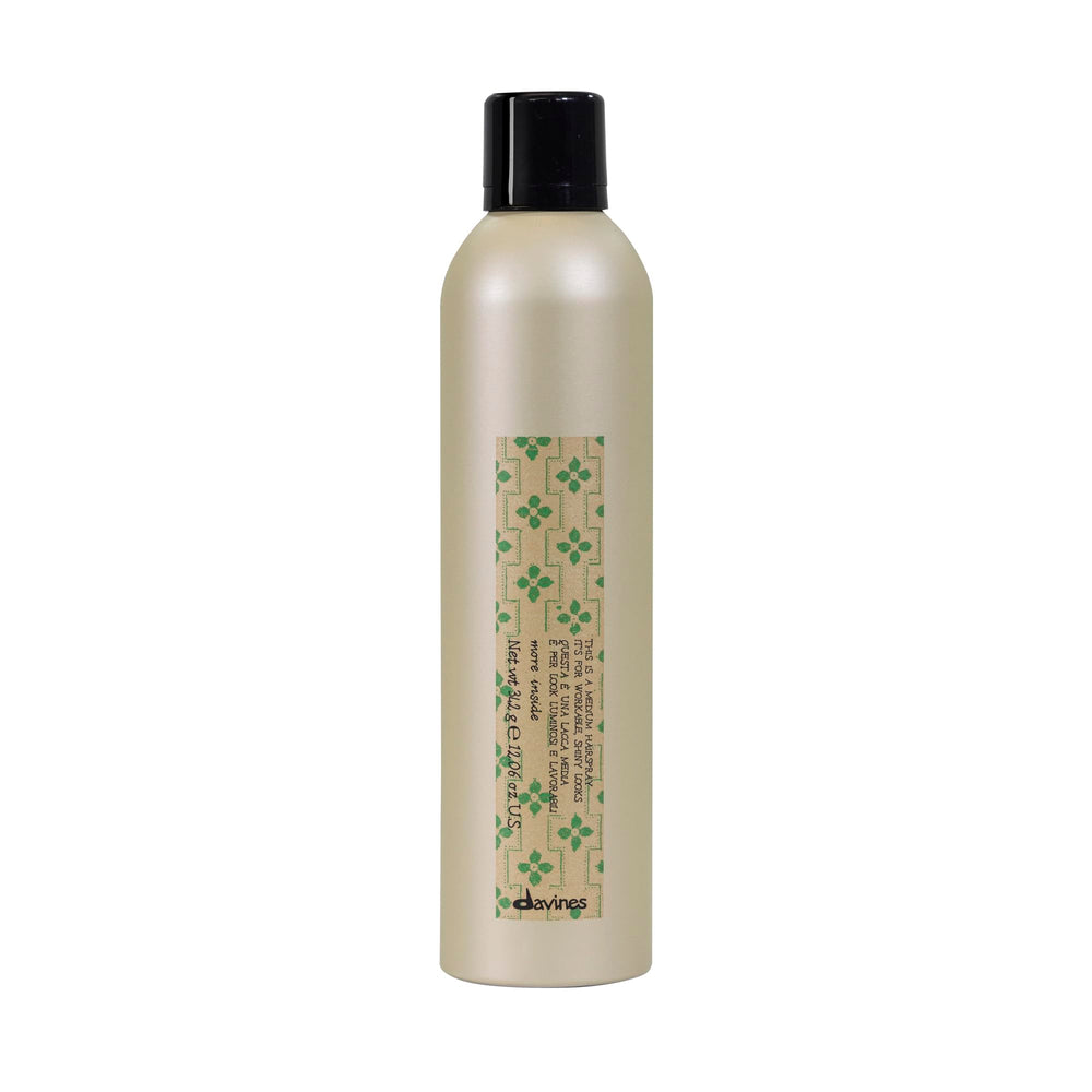 Davines This Is A Medium Hairspray bottle on shelf demonstrates structured hold for daily styles