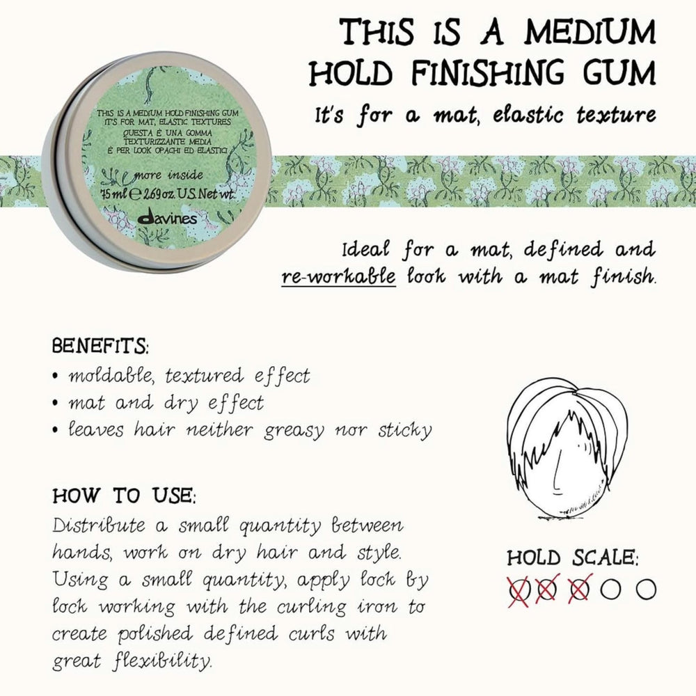 This image shows Davines This Is A Medium Hold Finishing Gum application shaping structured styles