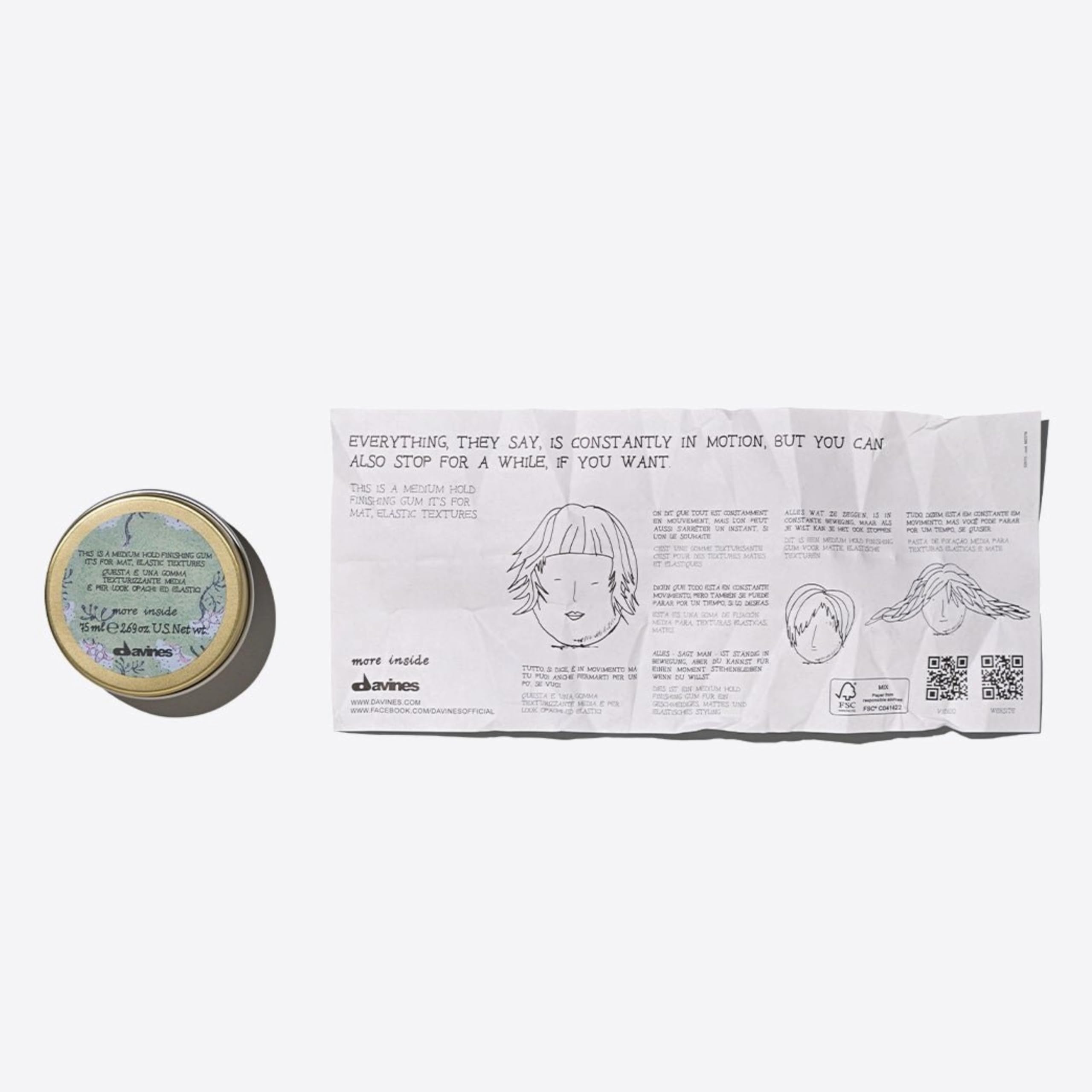 Davines This Is A Medium Hold Finishing Gum jar shows matte finish for natural-looking definition