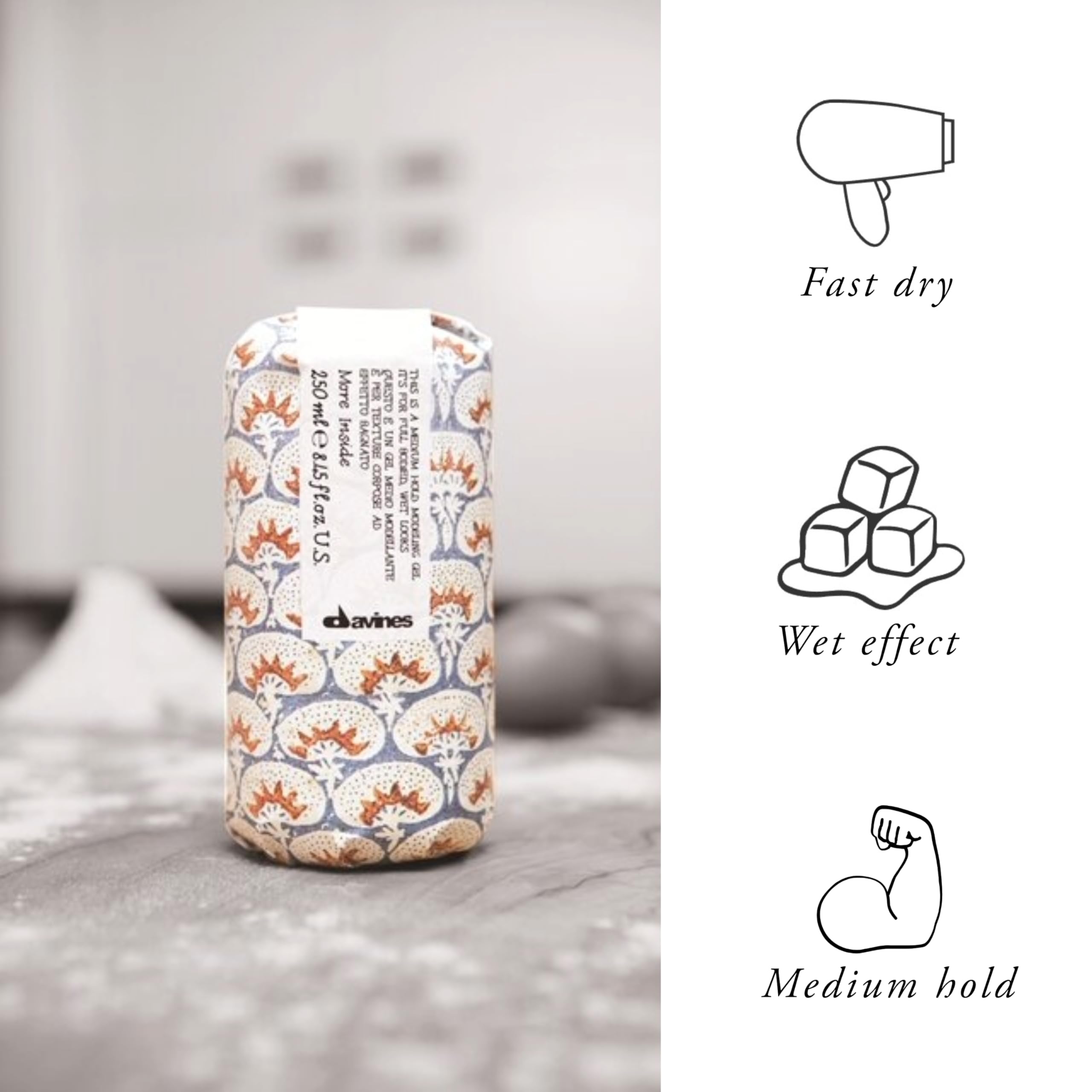 Davines This Is A Medium Hold Modeling Gel wet-look finish creates smooth definition