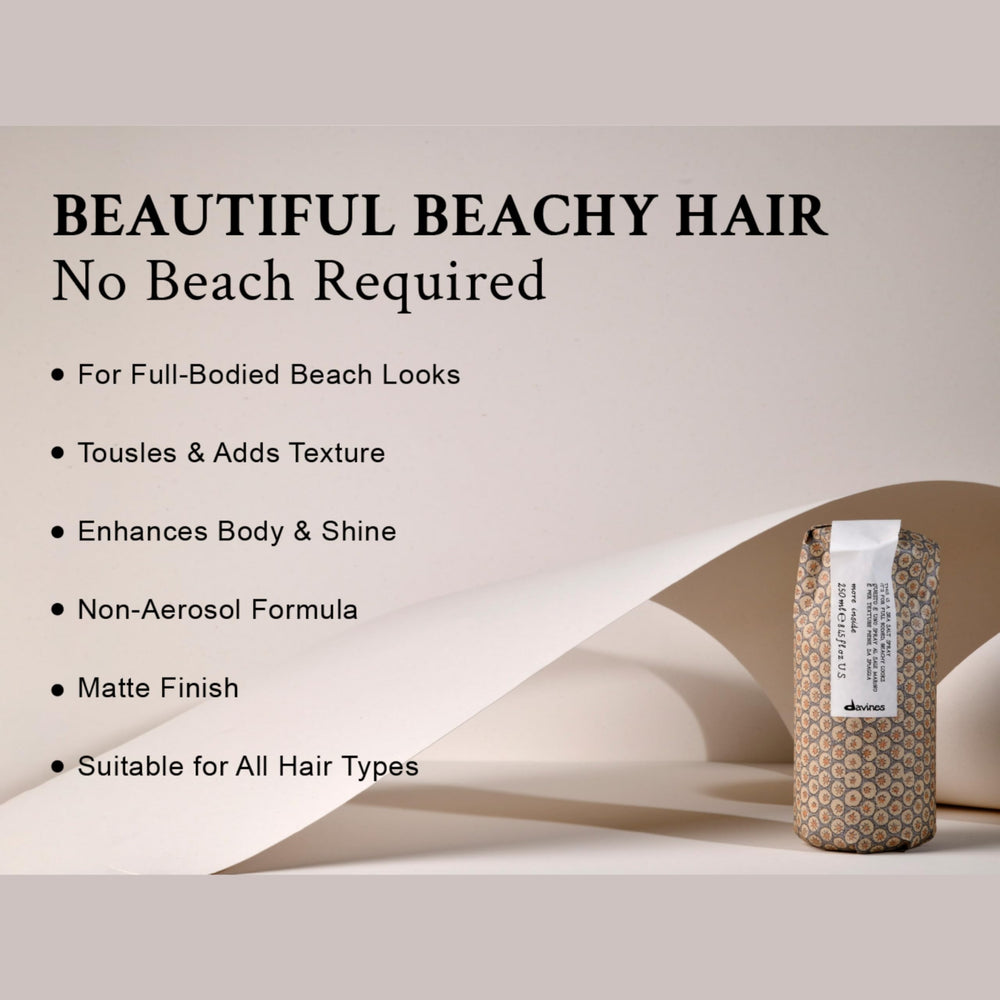 Model with beachy, volumized look achieved by Davines spray.