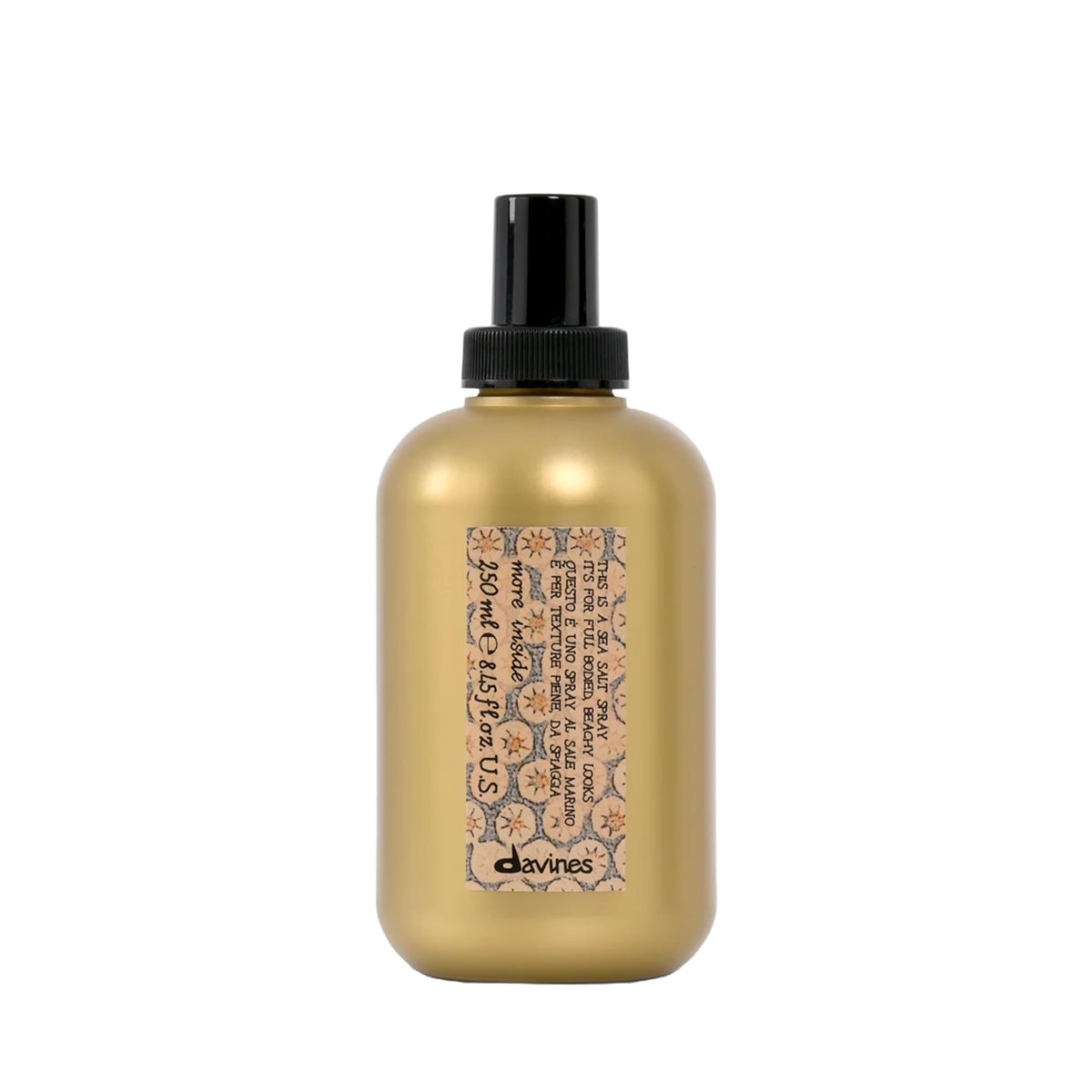 Davines This Is A Sea Salt Spray bottle close-up showing matte finish texture for beach-ready style.