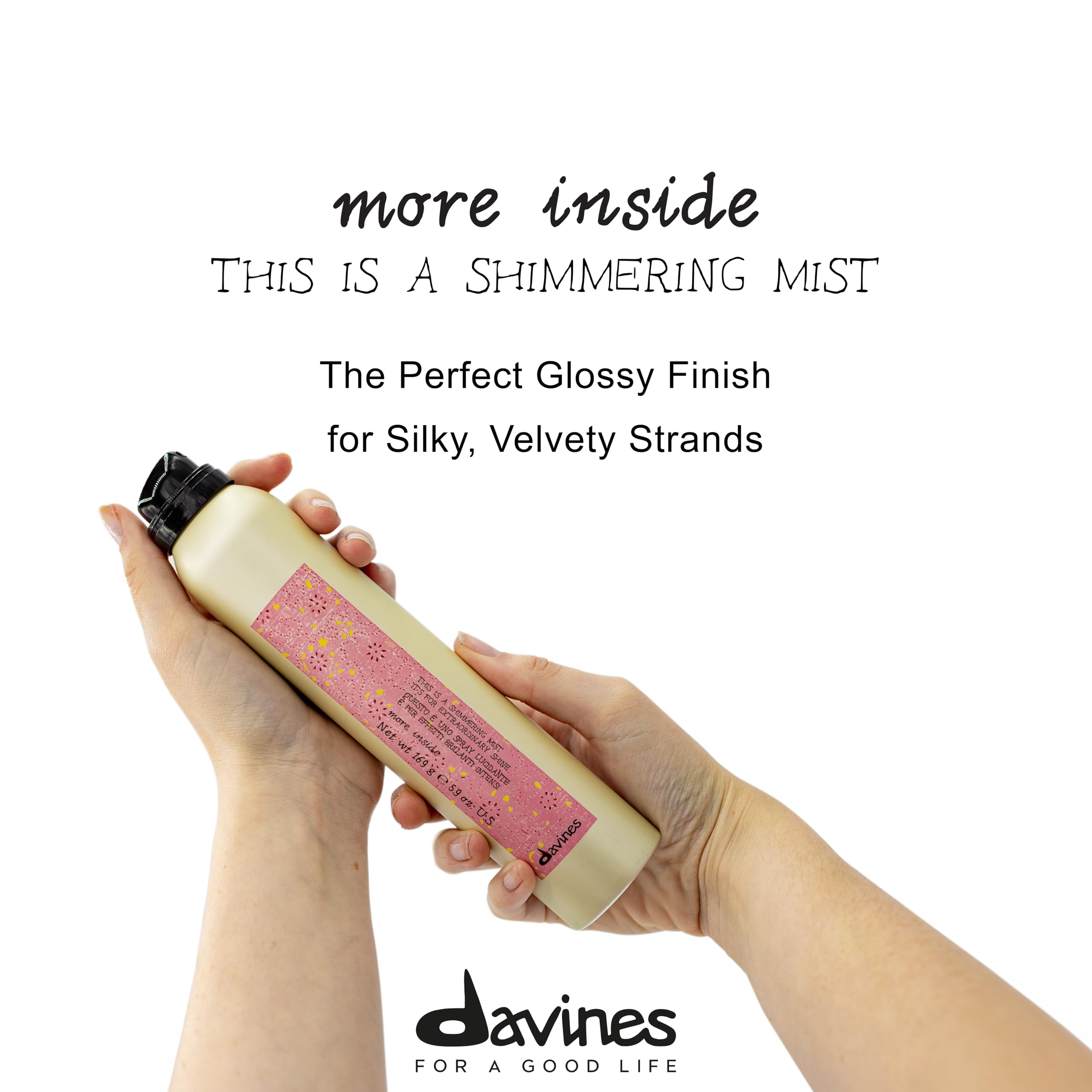 Davines This Is A Shimmering Mist bottle close-up showing glossy finish.