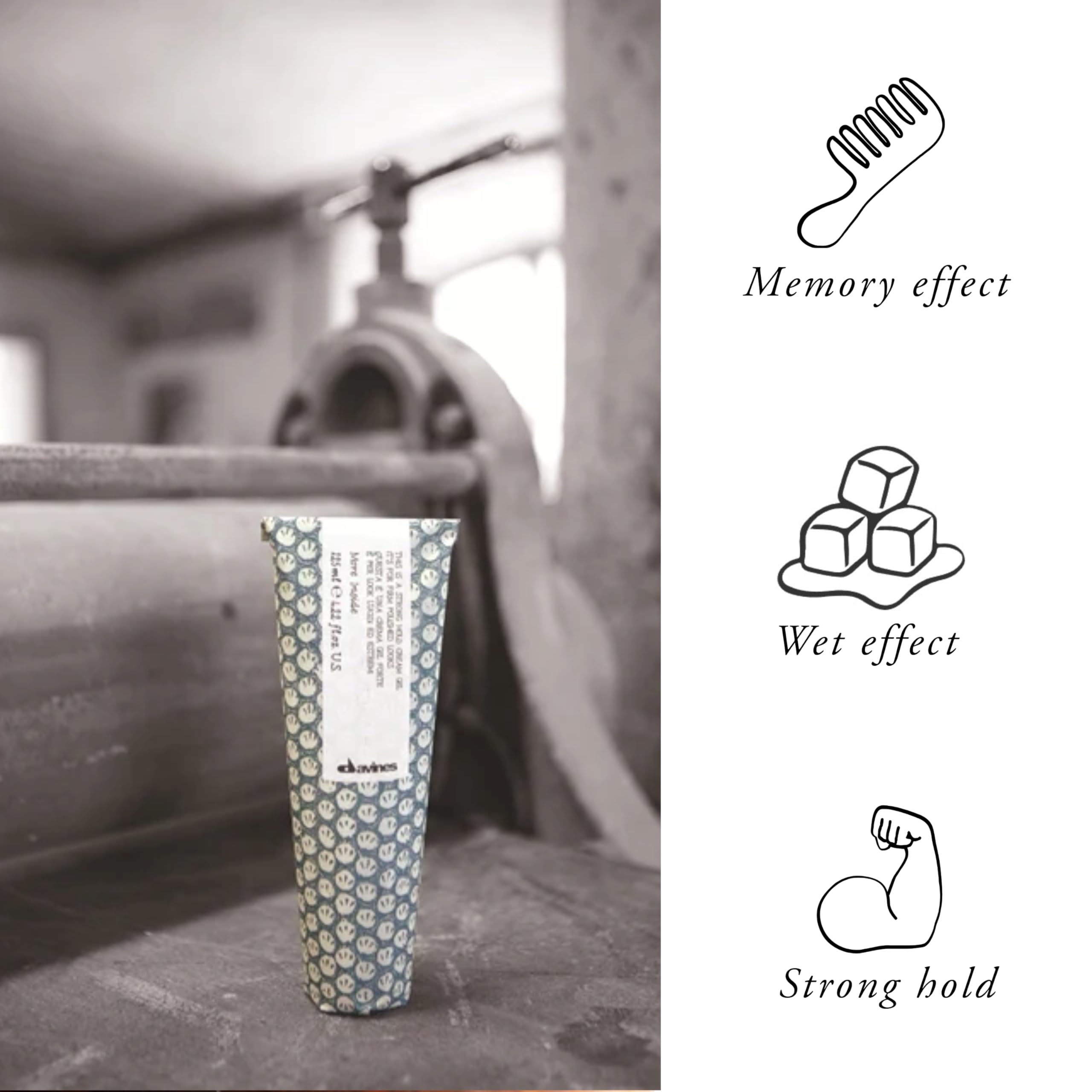 Davines This is a Strong Hold Cream Gel quick-drying formula.