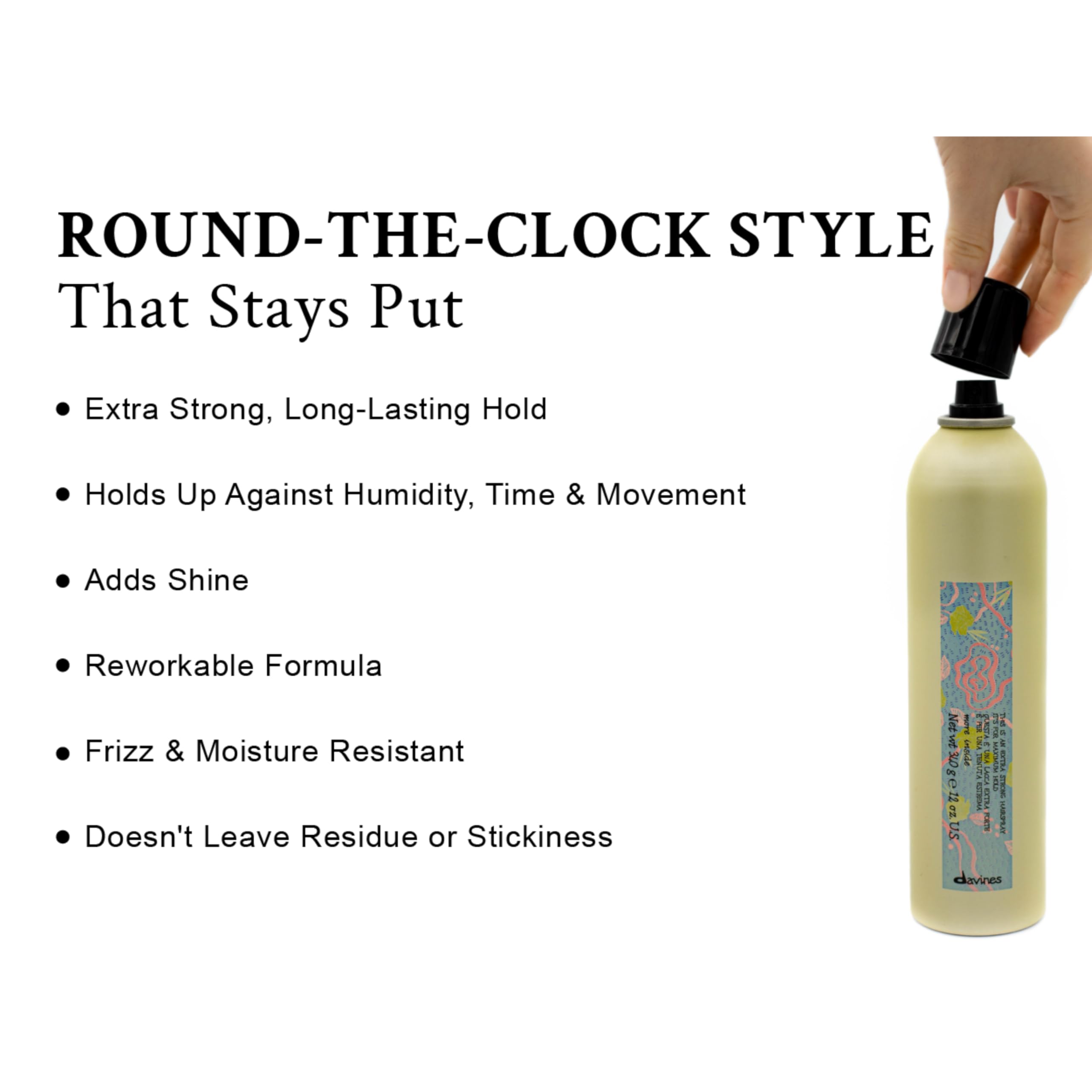 Davines This Is An Extra Strong Hair Spray bottle shows a shiny finish for sleek styles.