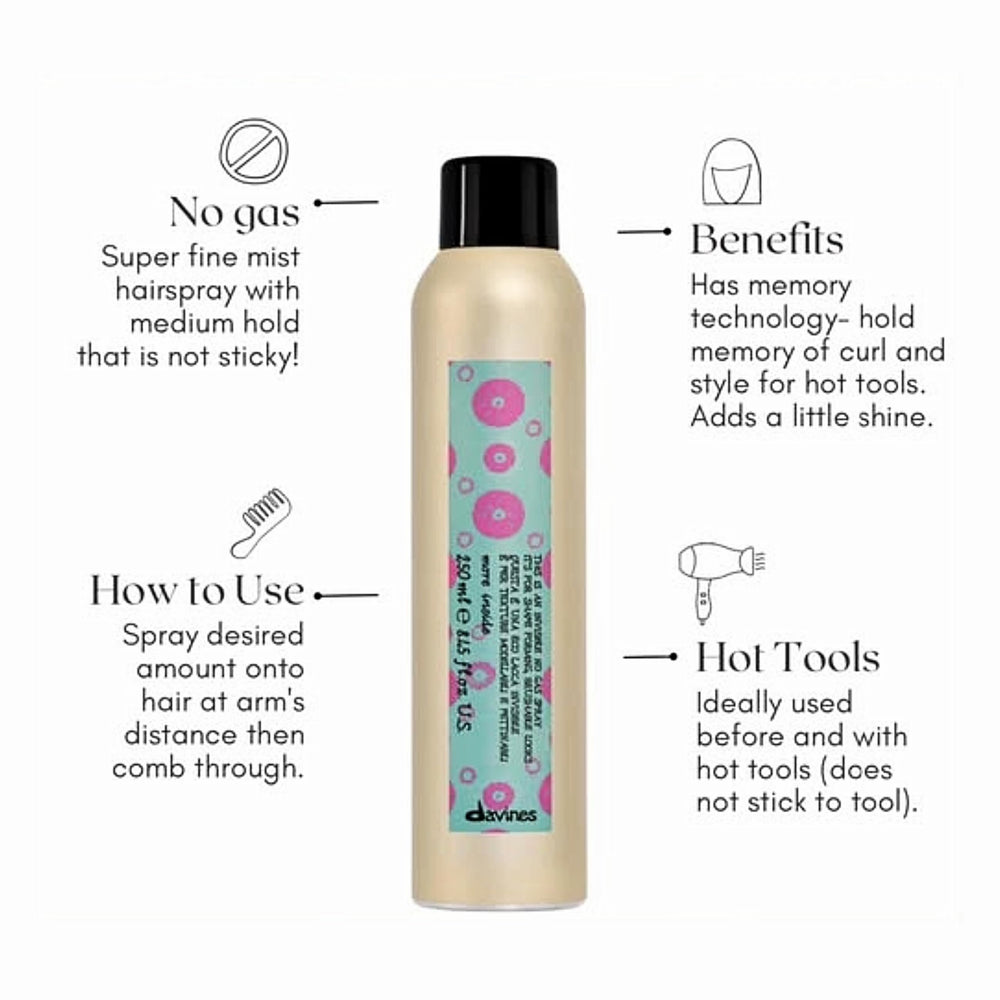 Davines This Is An Invisible No Gas Spray demonstrates fast drying performance