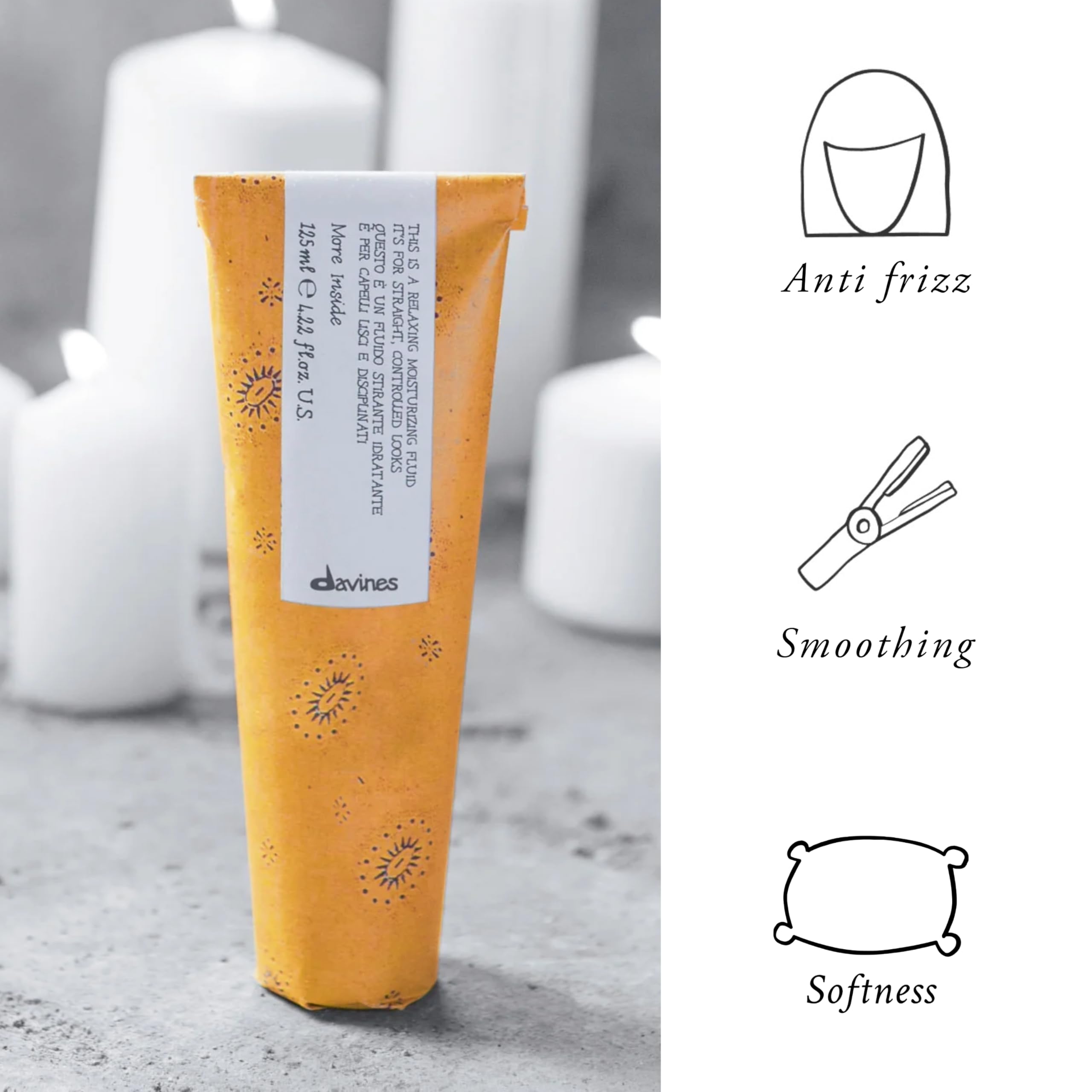 Davines This Is A Relaxing Moisturizing Fluid being applied to hair for frizz control