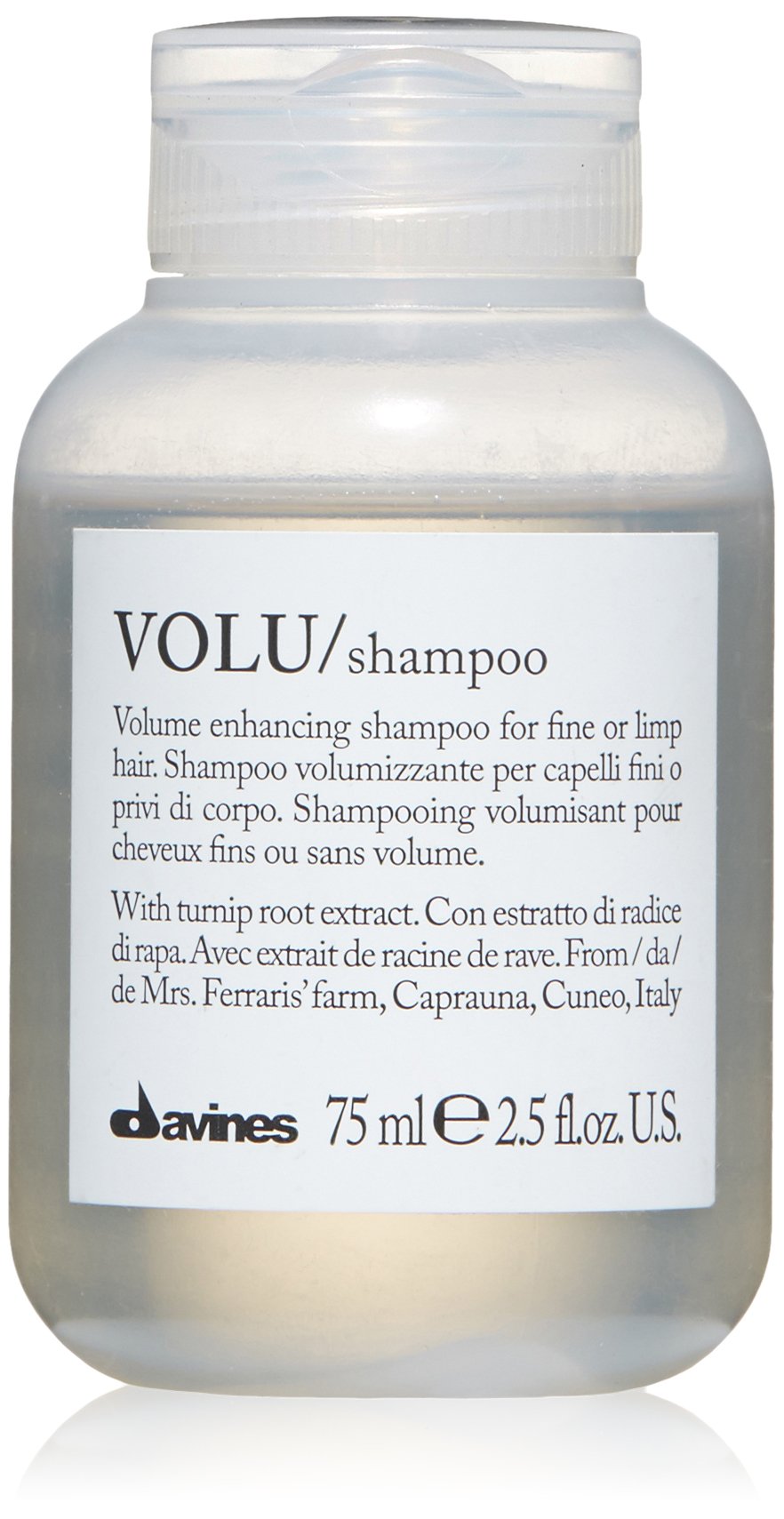 Davines VOLU champú, limpieza suave que aporta cuerpo ligero al cabello fino
