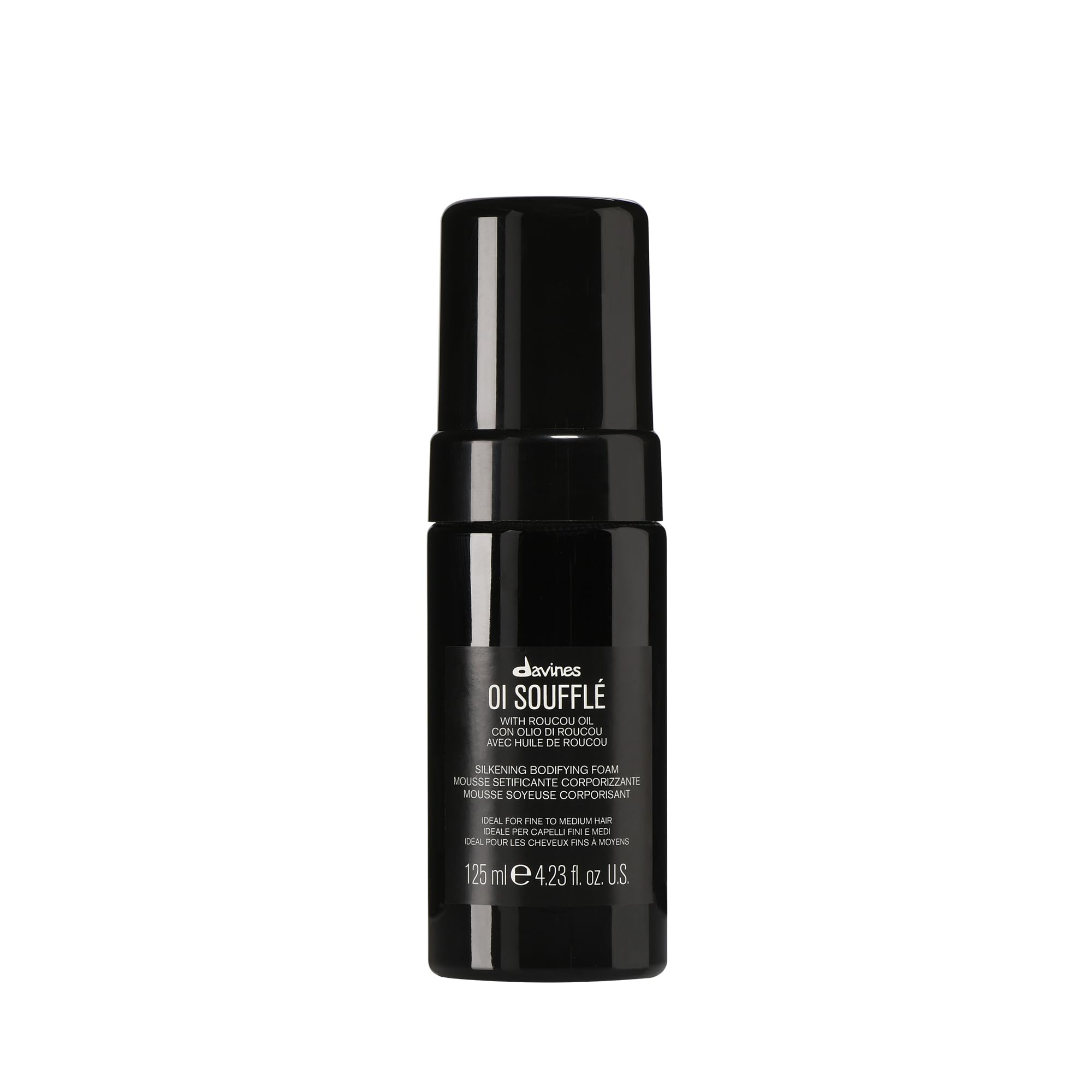 Davines OI Soufflé bottle showing sleek packaging for shine