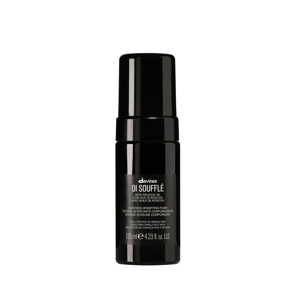 Davines OI Soufflé bottle showing sleek packaging for shine