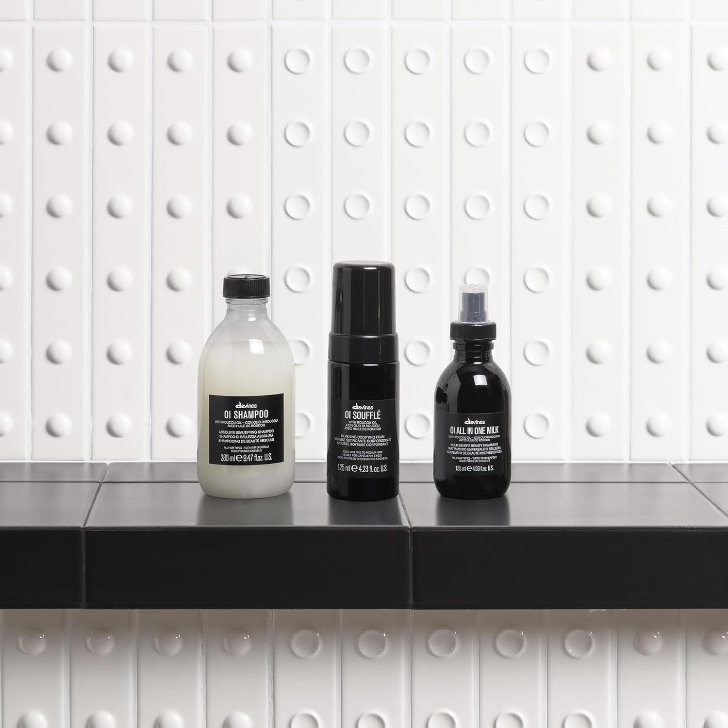 Davines OI Soufflé on hair with enhanced shine and silkiness