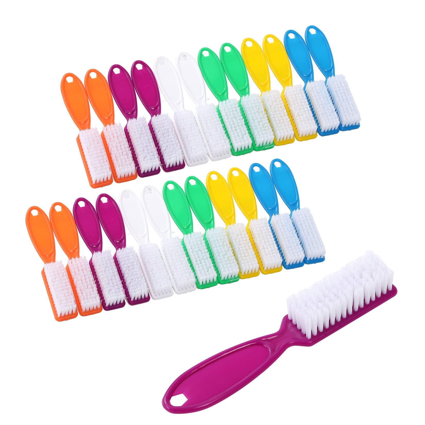 DAYGOS nail brush with six-color handle design for quick color coding and easy grip.