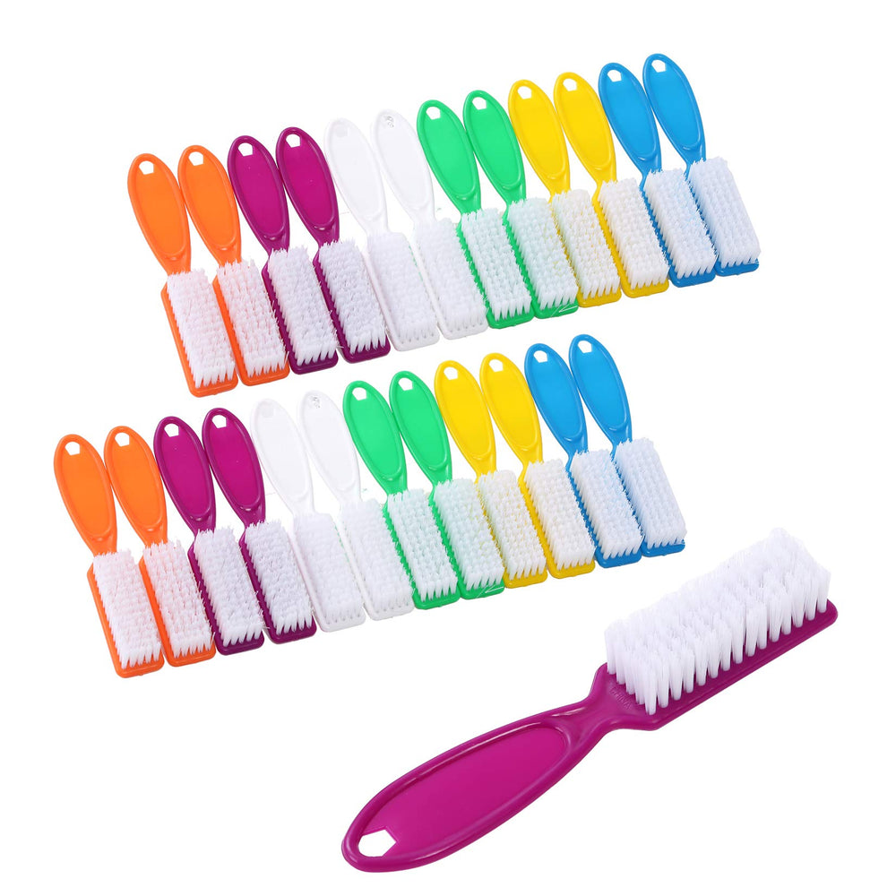 DAYGOS nail brush with six-color handle design for quick color coding and easy grip.