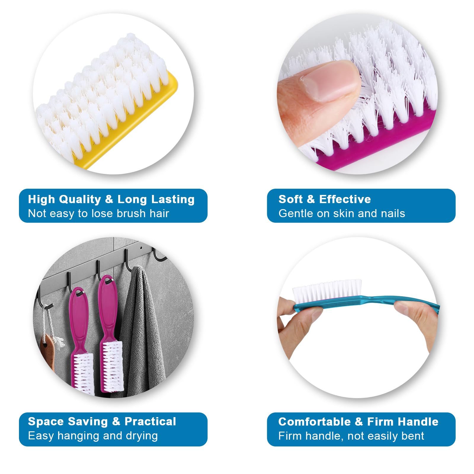 DAYGOS polypropylene bristles stay firm yet gentle on skin.
