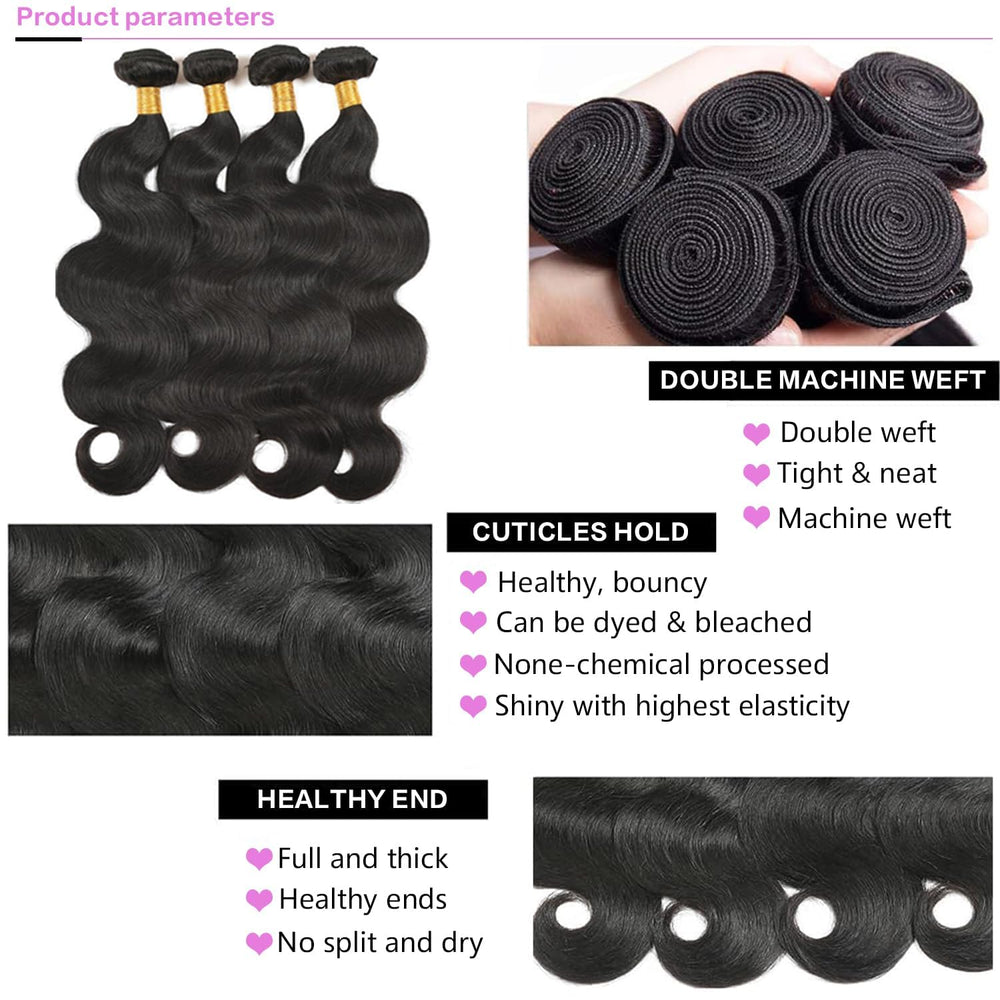 DAYRISE Brazilian body wave bundles 20 inch close-up, adds volume and easy styling.