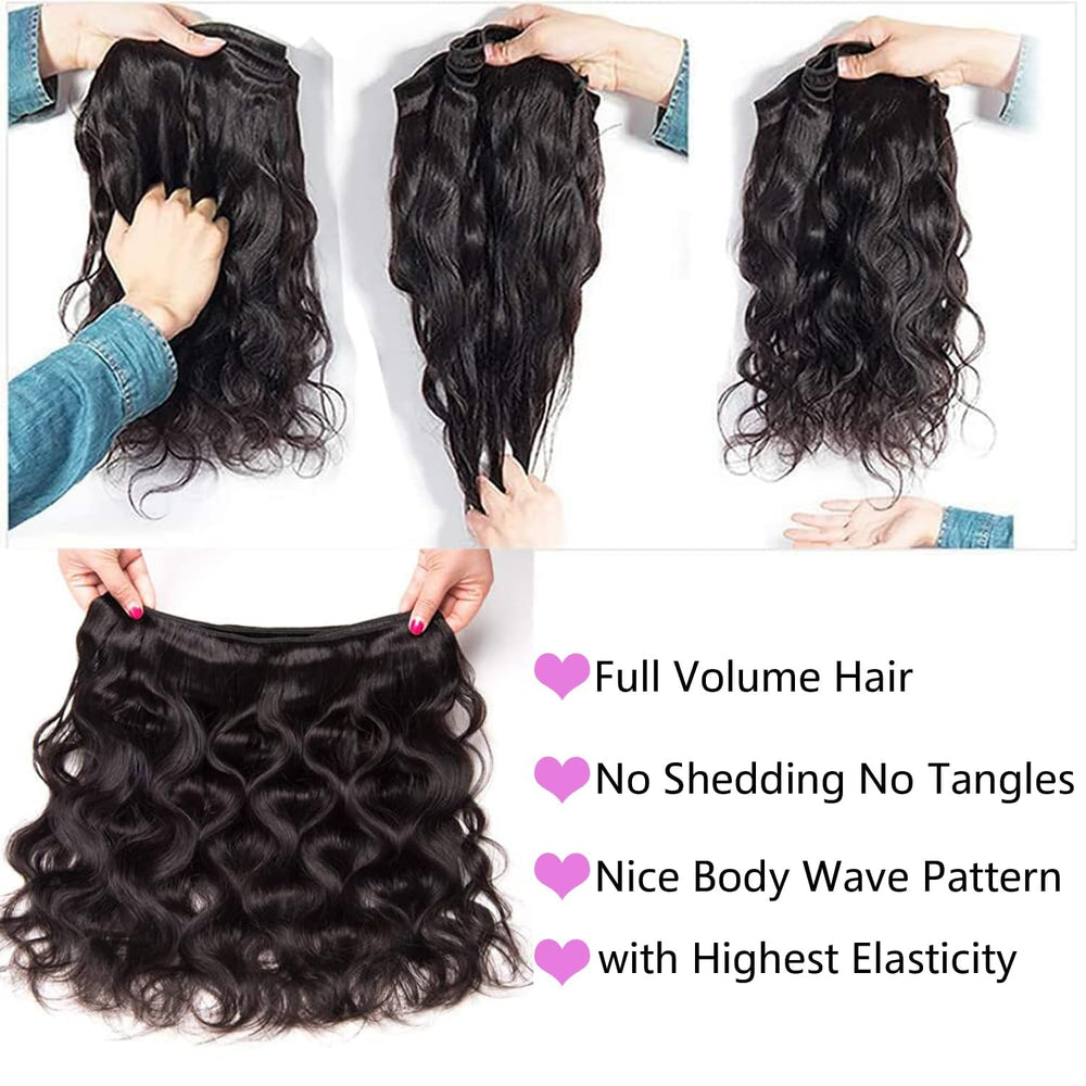DAYRISE Brazilian body wave bundles 22 inch close-up, true-length wefts for full, long-lasting styles.