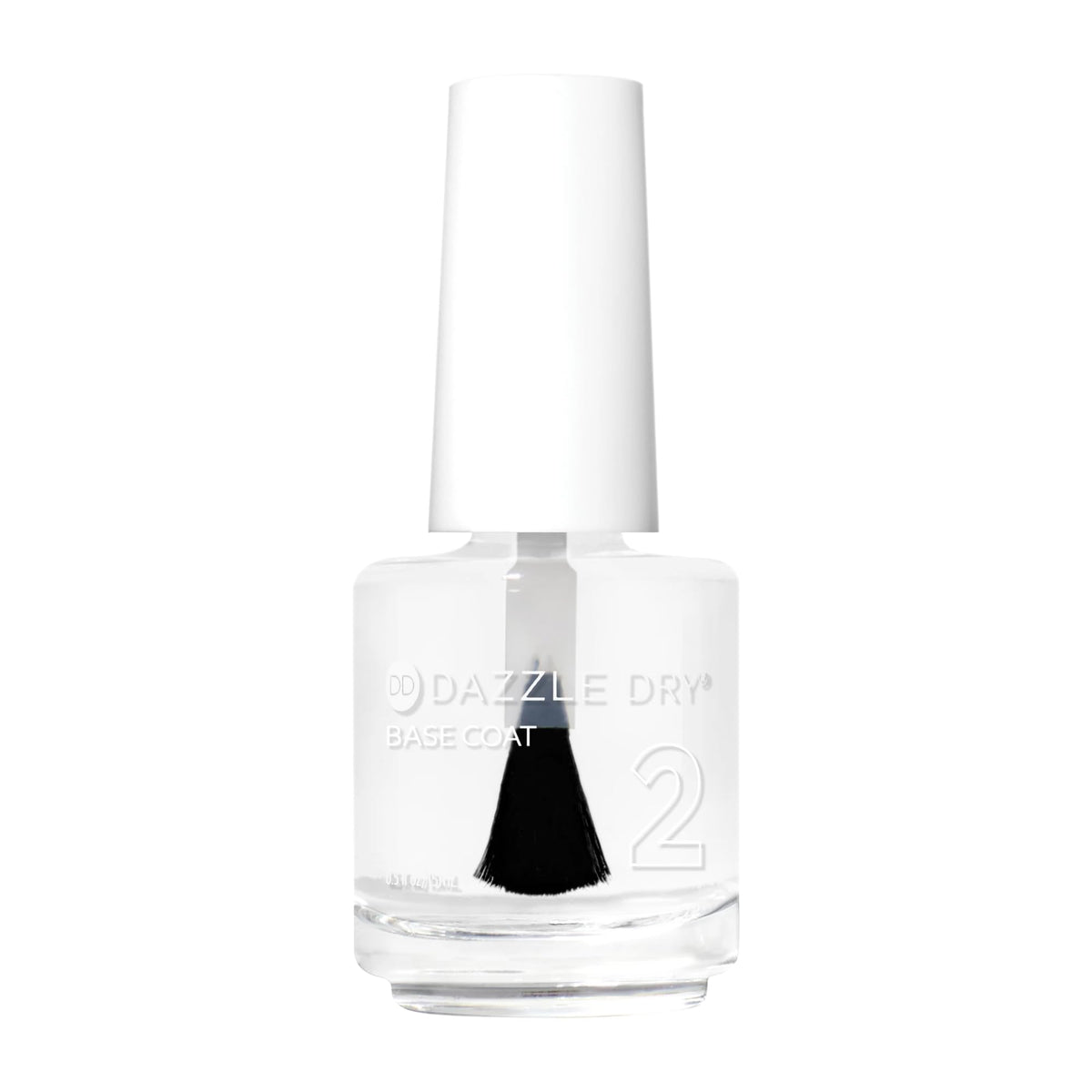 Dazzle Dry Base Coat bottle clear showing product clarity and polish-ready base