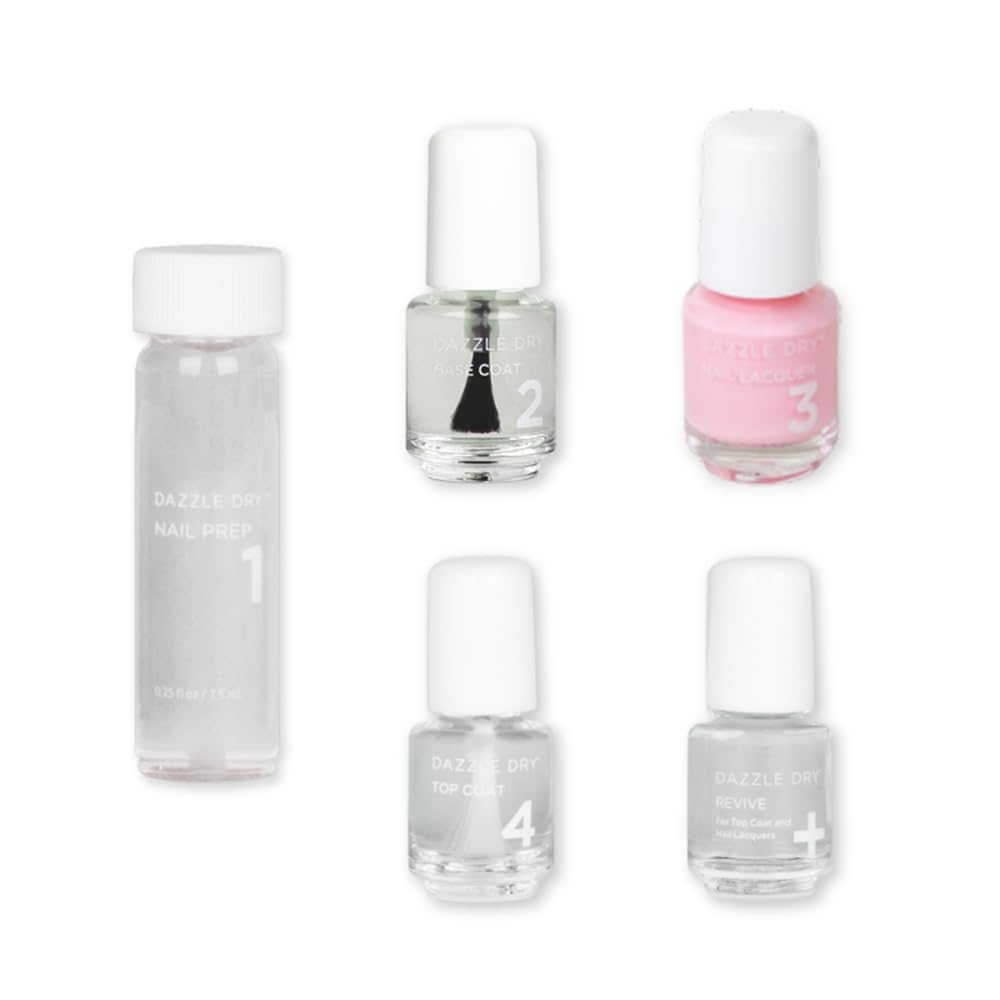 Dazzle Dry Nail Prep bottle from the mini kit provides a smooth base for lasting color.